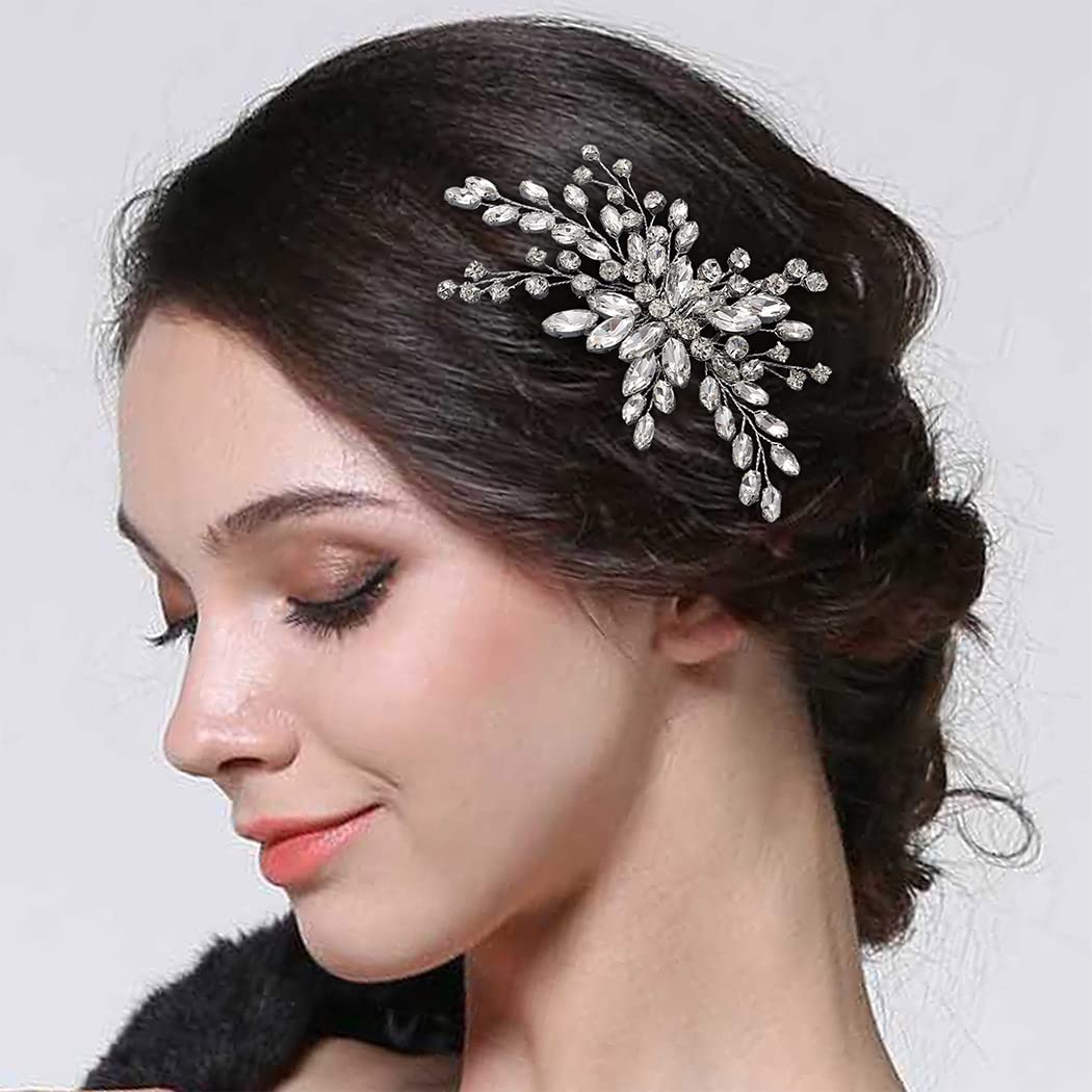 Elegant Silver Crystal Bridal Hair Comb with Rhinestones – Wedding Hair Accessories for Women & Girls – Perfect for Brides, Bridesmaids, and Special Occasions