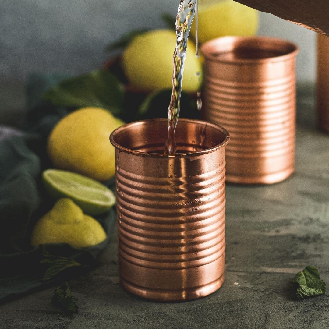 68oz Pure Copper Handmade Hammered Pitcher with Lid & 12oz Cups - Promote Hydration, Reduce Sugar Intake & Boost Health Benefits - Perfect Bedside Carafe for Water, Juice & Wellness Drinks