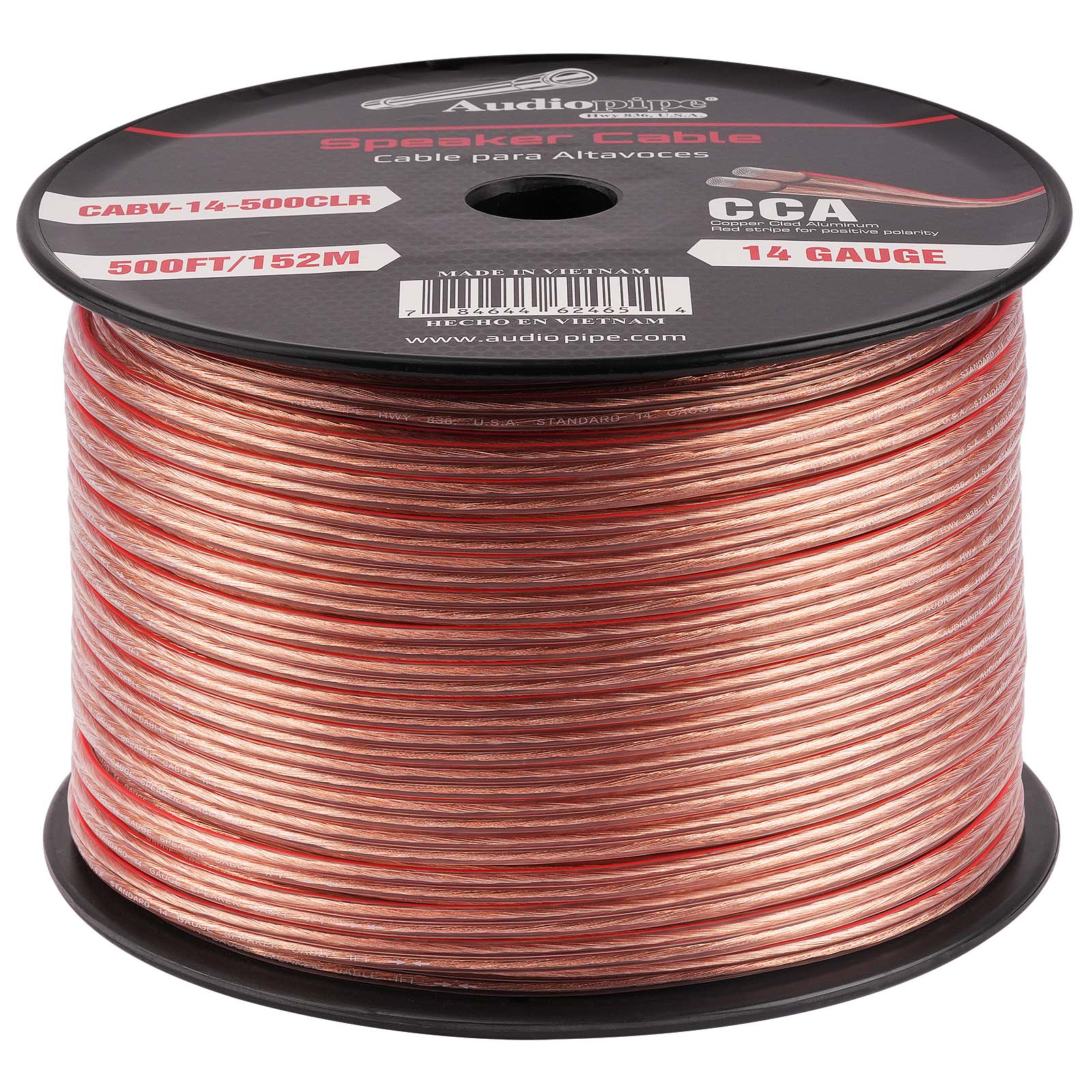 500FT 14AWG Speaker Cable - High Performance Oxygen-Free Copper Wire for Home Theater & Pro Audio Systems (CABV 14 500CLR) - Perfect for Surround Sound, DJ Equipment, and Studio Installations