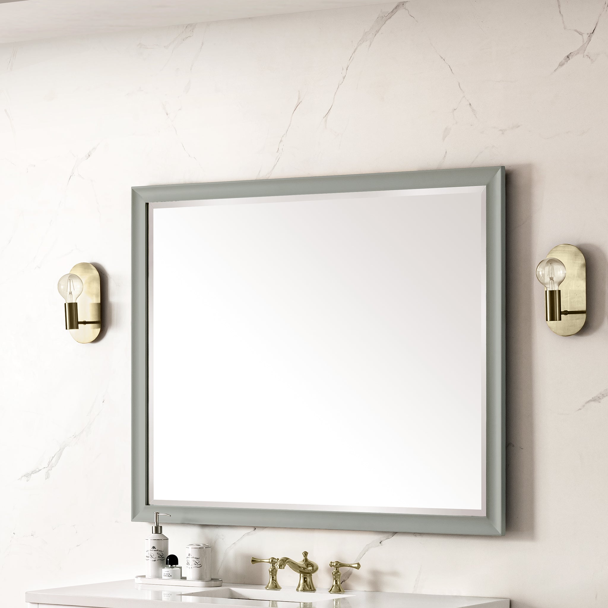 Glenbrooke 48-Inch Wall Mirror in Urban Gray - Modern Framed Bathroom Vanity Mirror for Home Decor & Makeup Station