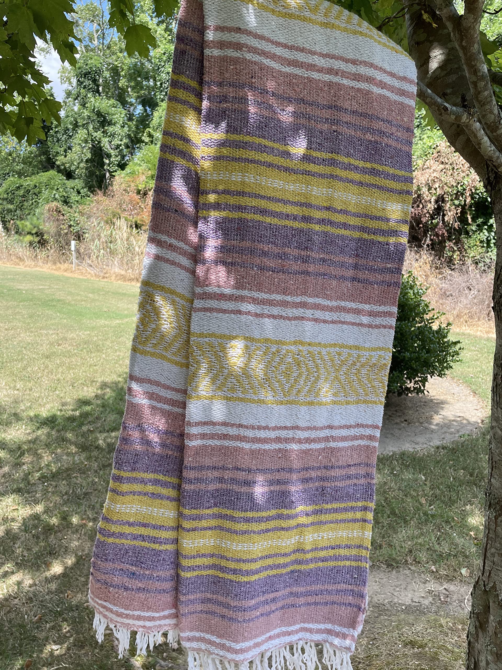 Authentic Mexican Falsa Blanket - Soft Yoga, Beach, Camping, Picnic & Car Blanket - Cozy Home Throw for Outdoor & Indoor Use (Baby Pink) | Perfect for Travel, Lounging & Decor