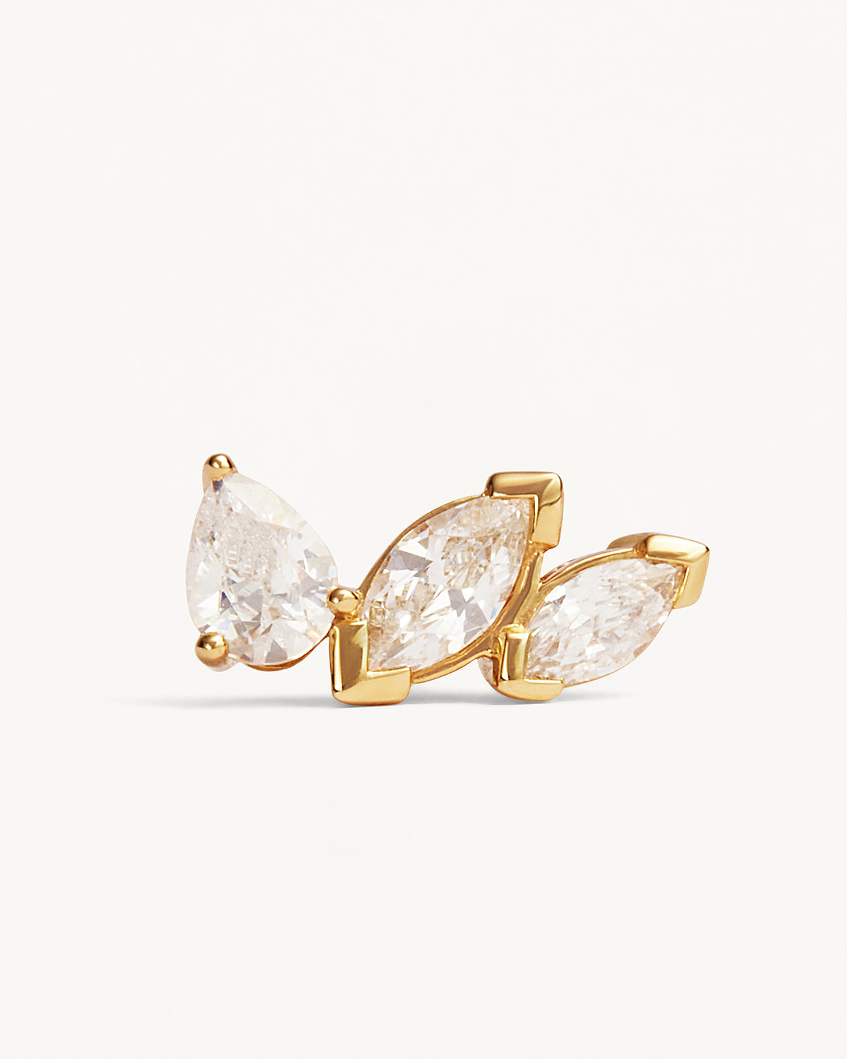 14K Solid Gold Petal Lab Grown Diamond Earrings - Left Ear Stud | Elegant Everyday Jewelry for Women, Perfect for Work, Date Night & Special Occasions
