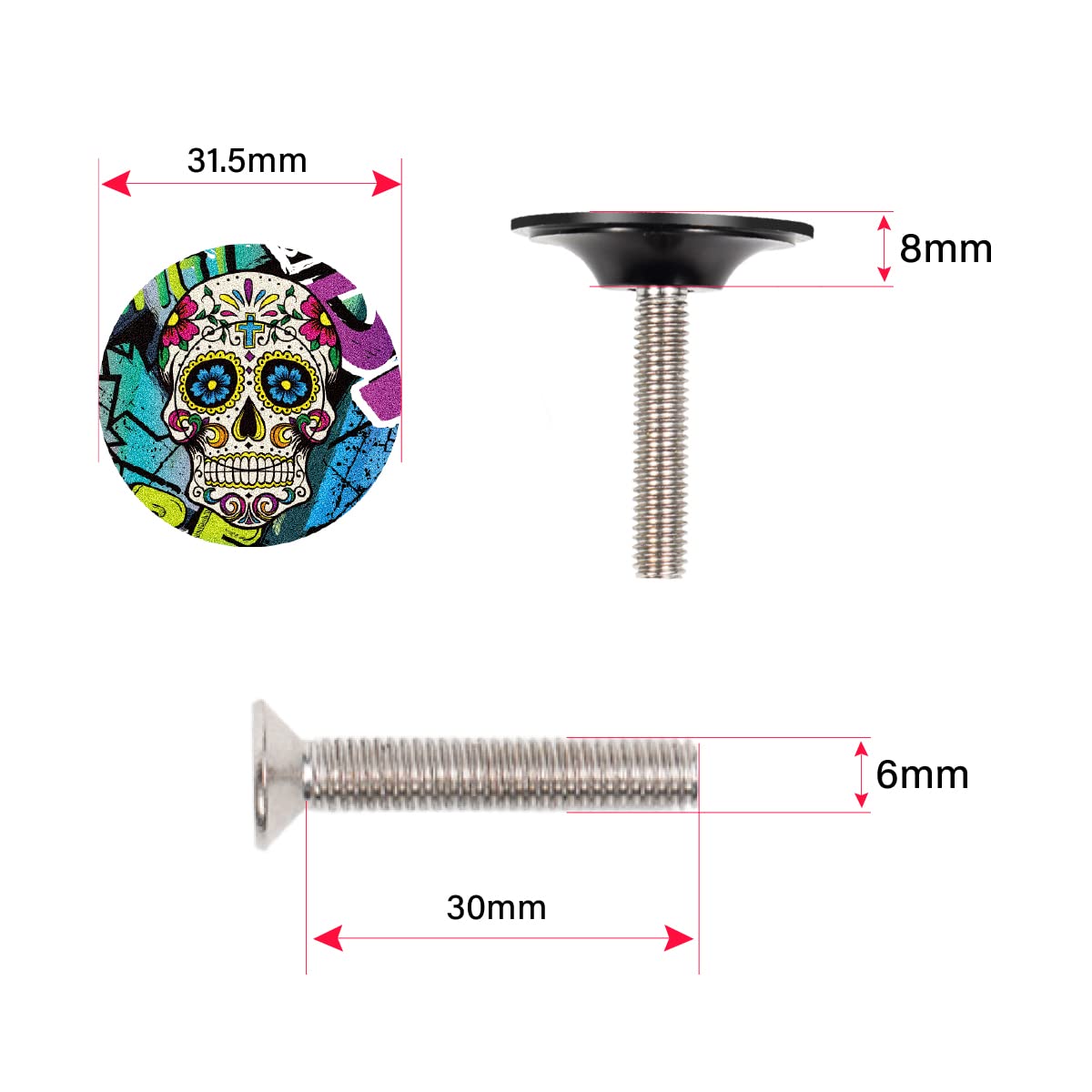 Chooee Bike Headset Top Cap - MTB Jigsaw Headset Top Cover with Bolts for Road Bikes & Mountain Bikes (1 1/8