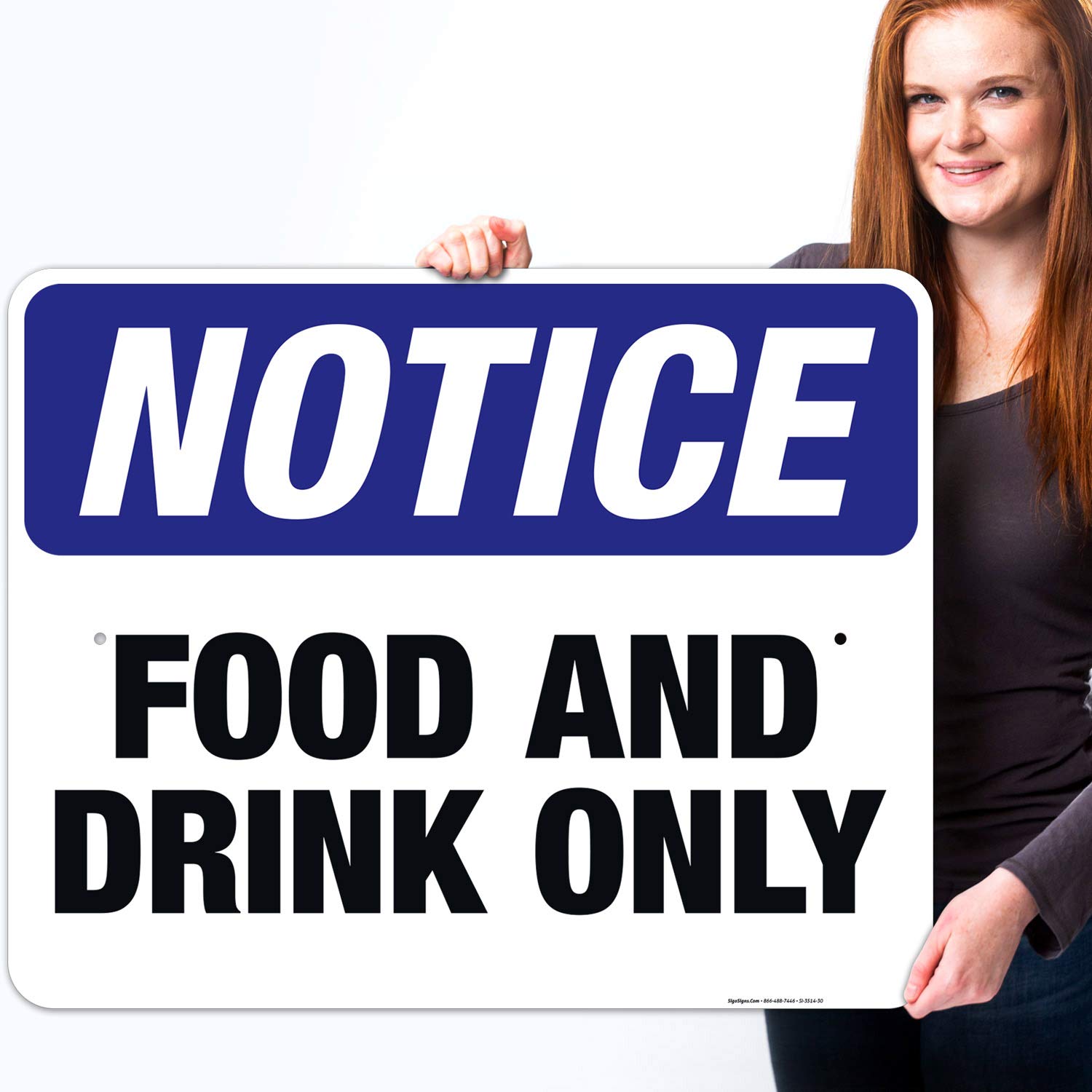 OSHA Food and Drink Only Sign - 24x30 Inches Rust-Free .063 Aluminum, Fade Resistant for Indoor/Outdoor Use - Made in USA - Perfect for Restaurants, Cafeterias & Workplace Safety Compliance