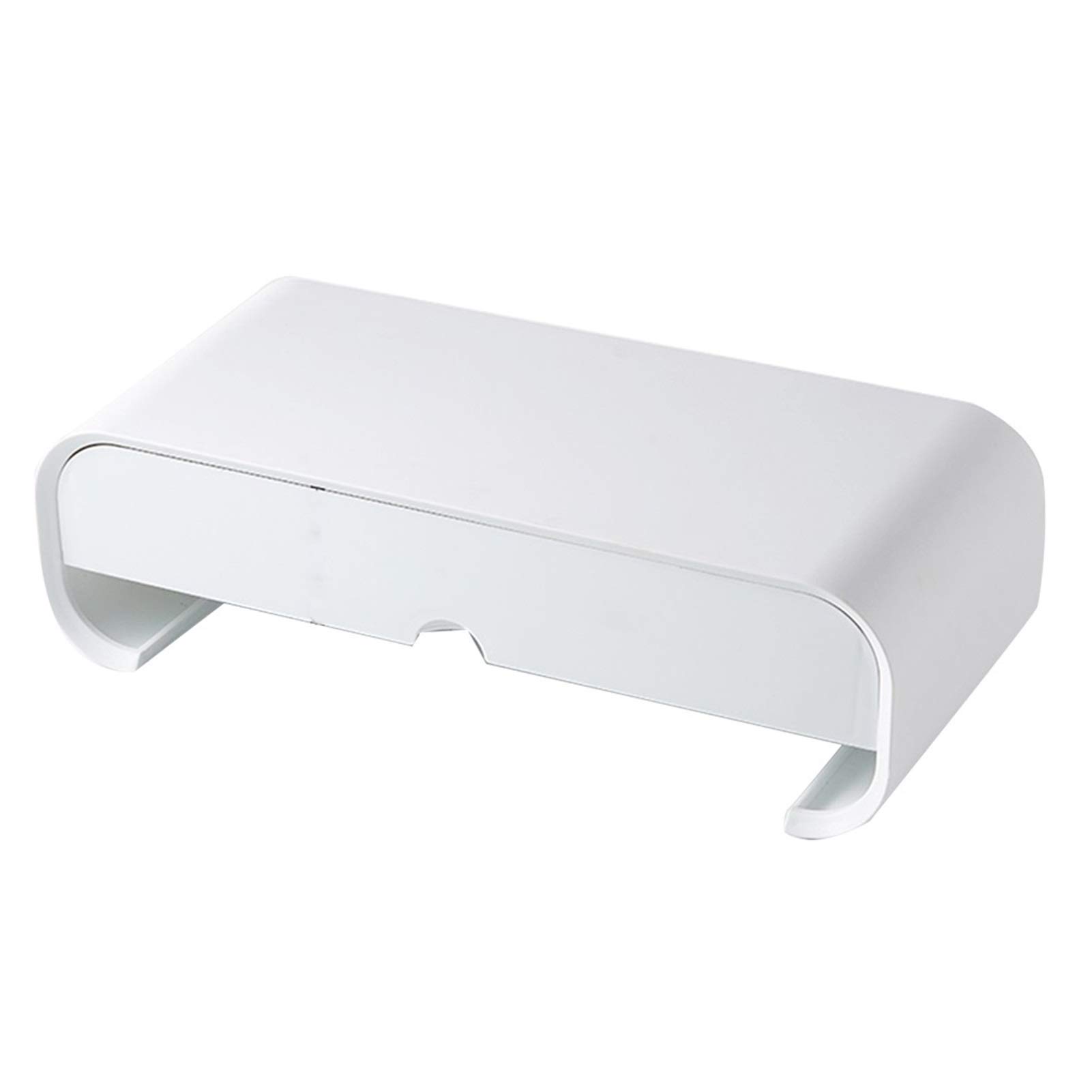 ABS Plastic Monitor Stand Riser with Dual Drawers - 2 Tier Desktop Organizer for Computer, Laptop, iMac - Space Saving Desk Accessory with Hidden Handle (White, 49x22x12cm) - Perfect for Home Office & Workspace Organization