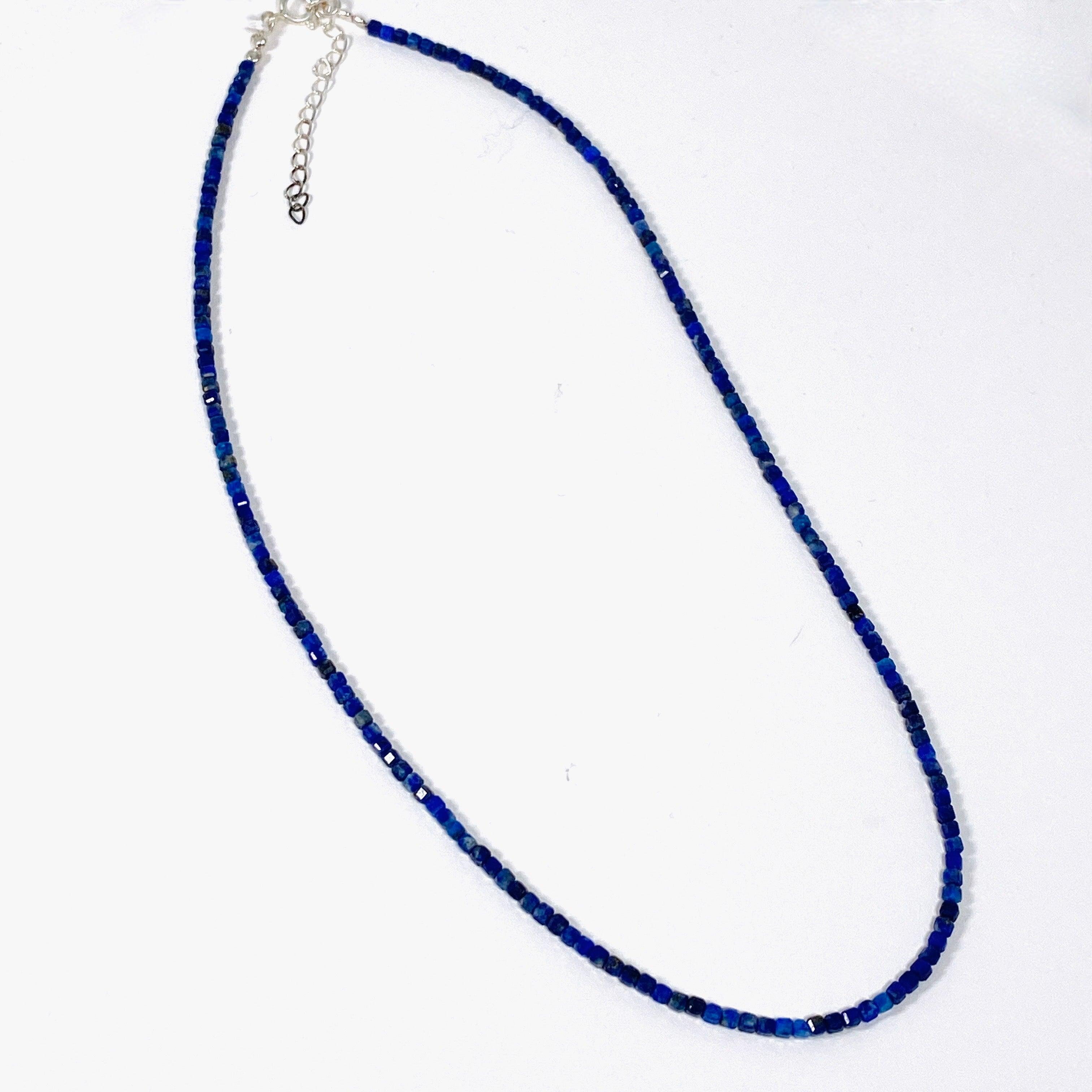 Lapis Lazuli Square Bead Micro Necklace - Elegant Handmade Jewelry for Women, Gift for Her, Perfect for Parties & Everyday Wear
