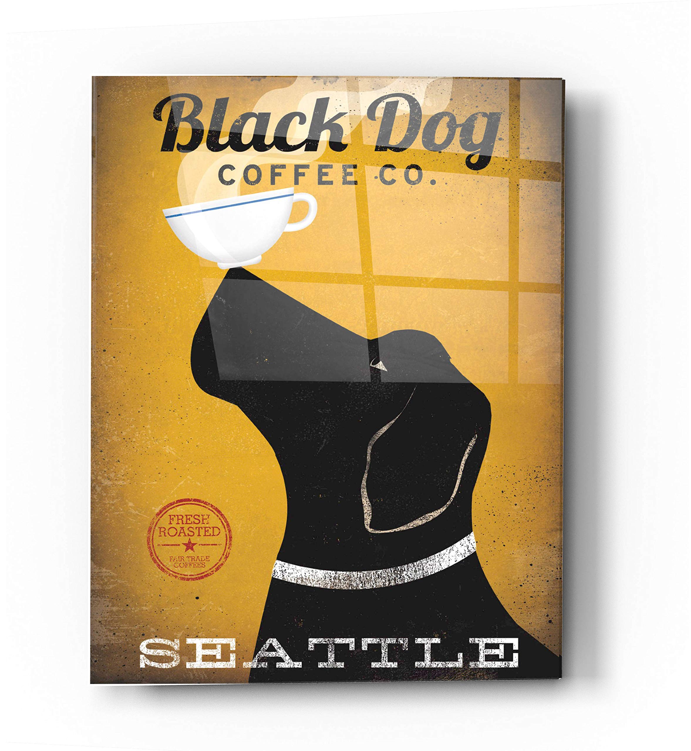 Epic Art 'Black Dog Coffee Co Seattle' by Ryan Fowler - Premium Acrylic Glass Wall Art 24x36 Inches - Modern Home & Office Decor for Coffee Lovers, Perfect for Living Room, Cafe or Restaurant Wall Decoration