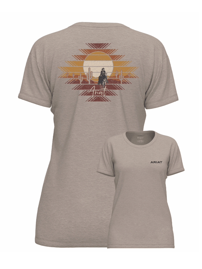 Ariat Women's Durango Desert T-Shirt - Soft Cotton Comfort Tee for Western & Casual Wear - Oatmeal Heather - Perfect for Ranch Work, Outdoor Adventures & Everyday Style