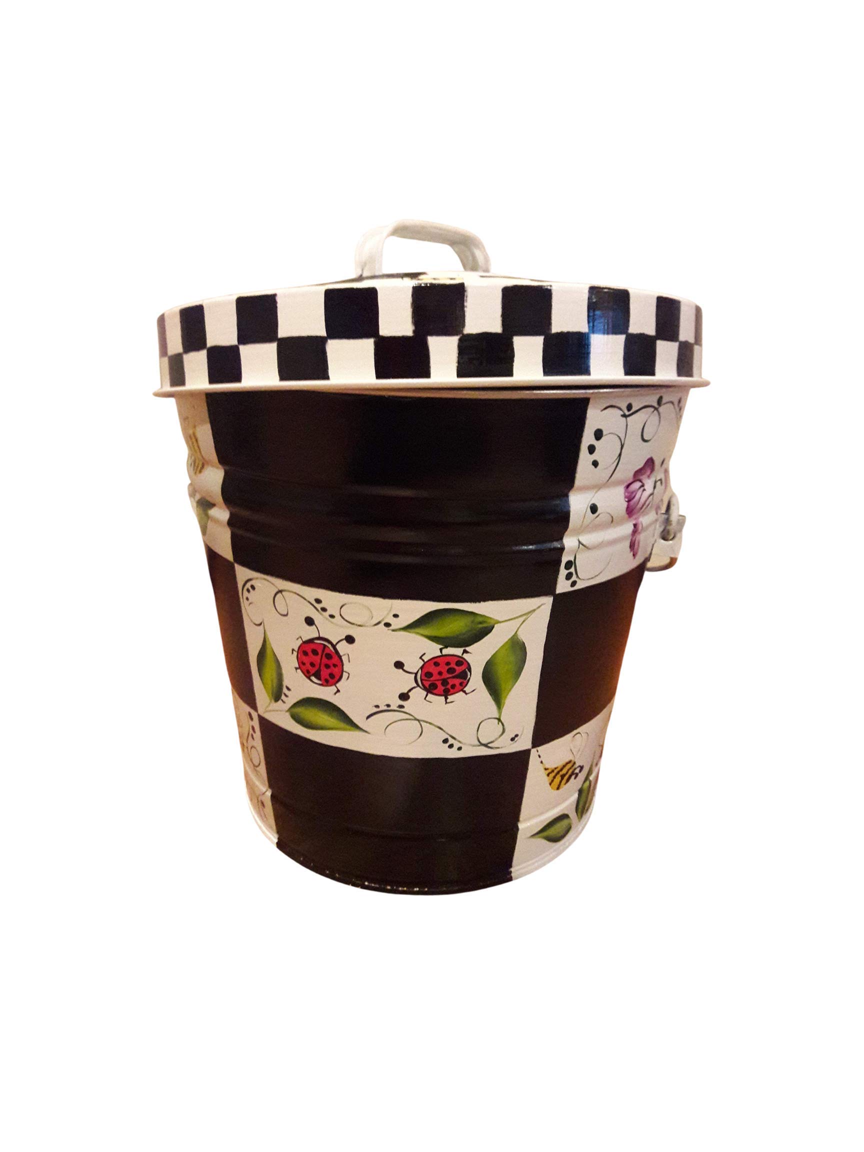 10 Gallon Hand Painted Decorative Trash Can - Elegant Waste Bin for Kitchen, Bathroom & Office - Eco-Friendly Garbage Can with Artistic Designs for Home Decor