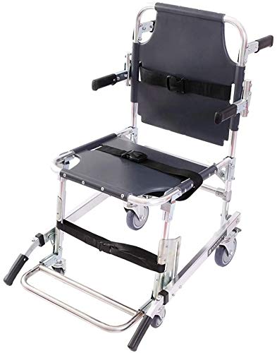 FDSAD EMS Stair Chair - 4 Wheel Emergency Transport Chair for Ambulance, Firefighters & Medical Evacuation - Foldable Aluminum Lift Stair Chair with 3 Adjustable Quick-Release Straps - Ideal for Hospitals, Nursing Homes & Emergency Rescue Scenarios