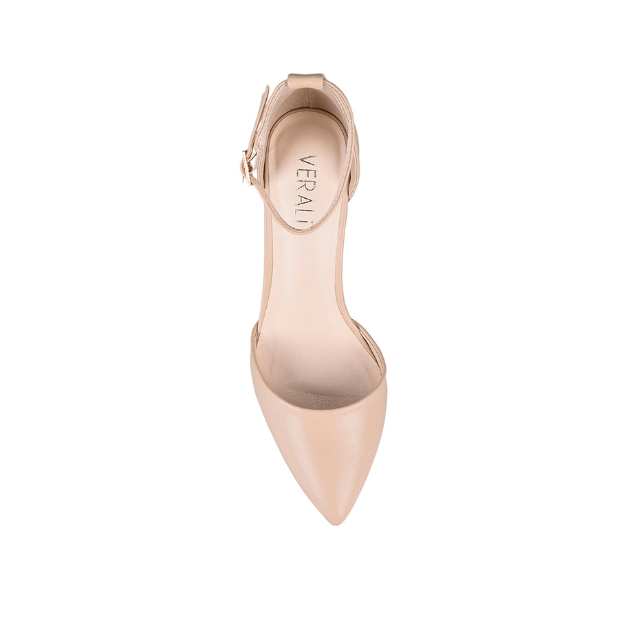 Enzo Women's Closed Toe Block Heels - Nude Smooth Leather Pumps for Work, Office & Wedding (2.5 Inch Comfortable Heel)