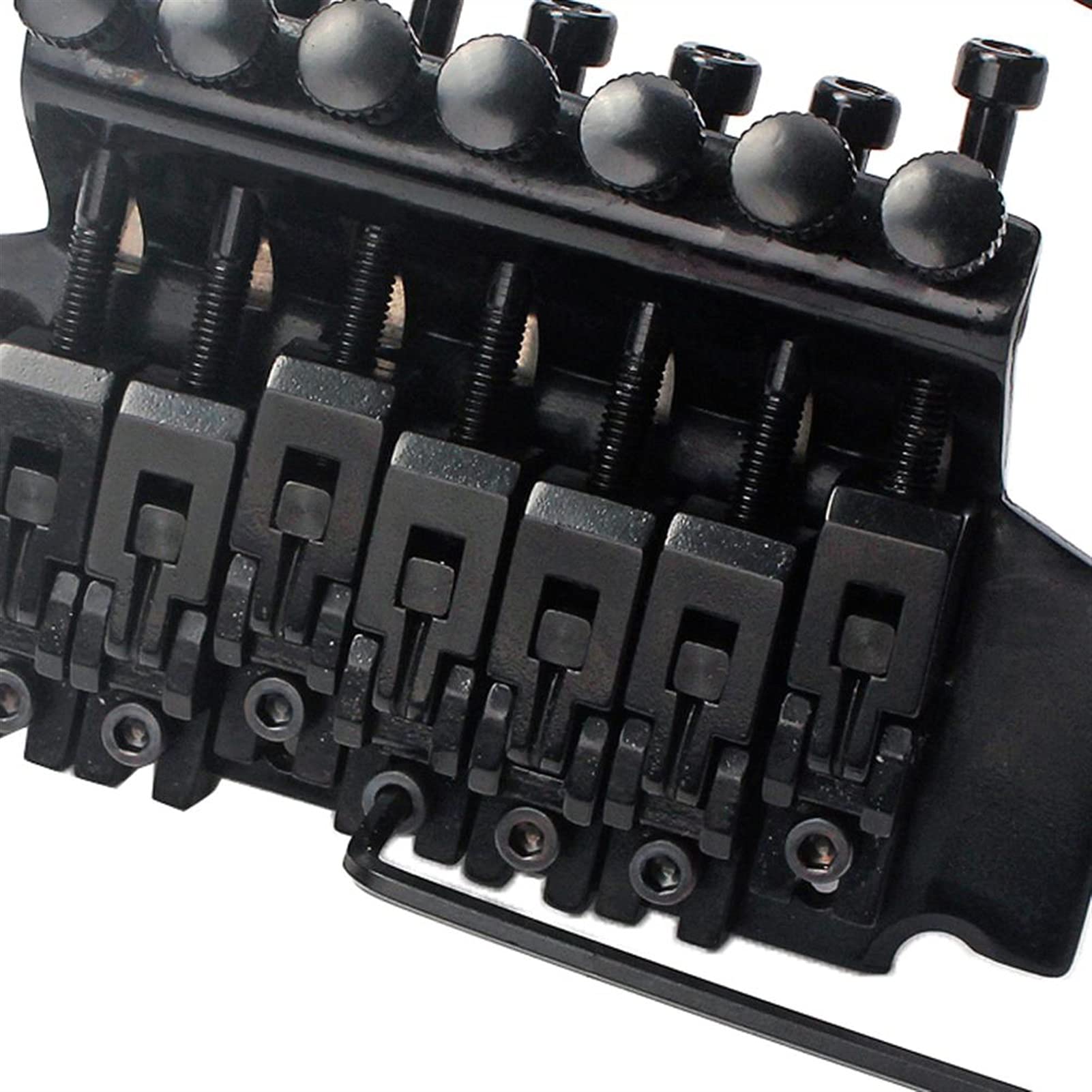 7-String Electric Guitar Double-Locking Tremolo Bridge with Whammy Bar, Wrenches & Hardware Set - Black | Replacement Part for Guitar Upgrades & Rock Performances