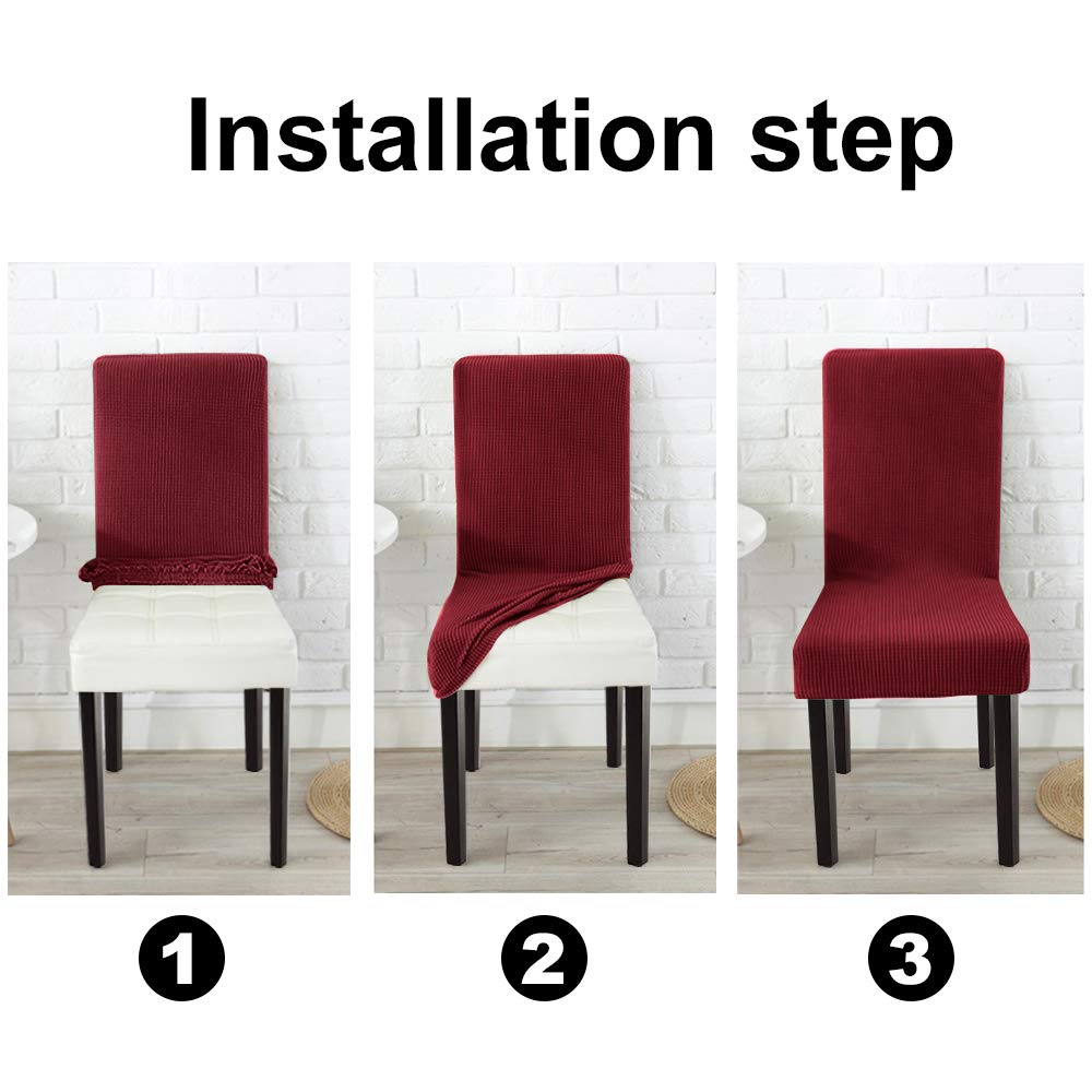 Premium Stretch Dining Chair Covers Set of 8 - Washable Parsons Chair Slipcovers for Dining Room, Wine Red - Perfect for Home, Restaurant, and Wedding Decor