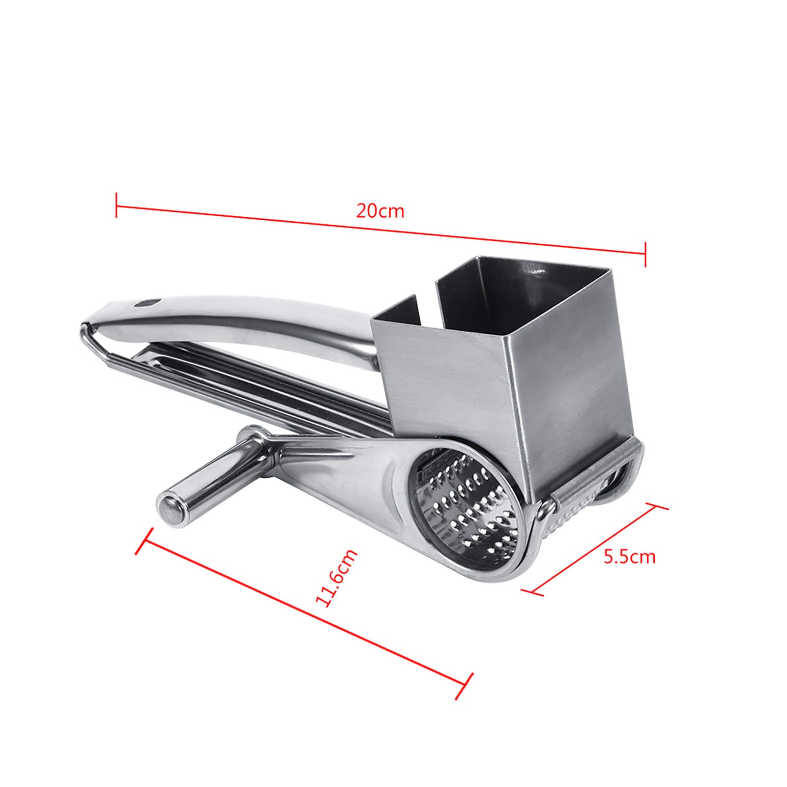 Stainless Steel Rotary Cheese Grater - Handheld Multifunctional Cheese Slicer & Grater with Handle for Cheese, Garlic, Vegetables - Perfect for Kitchen, Camping & Food Prep
