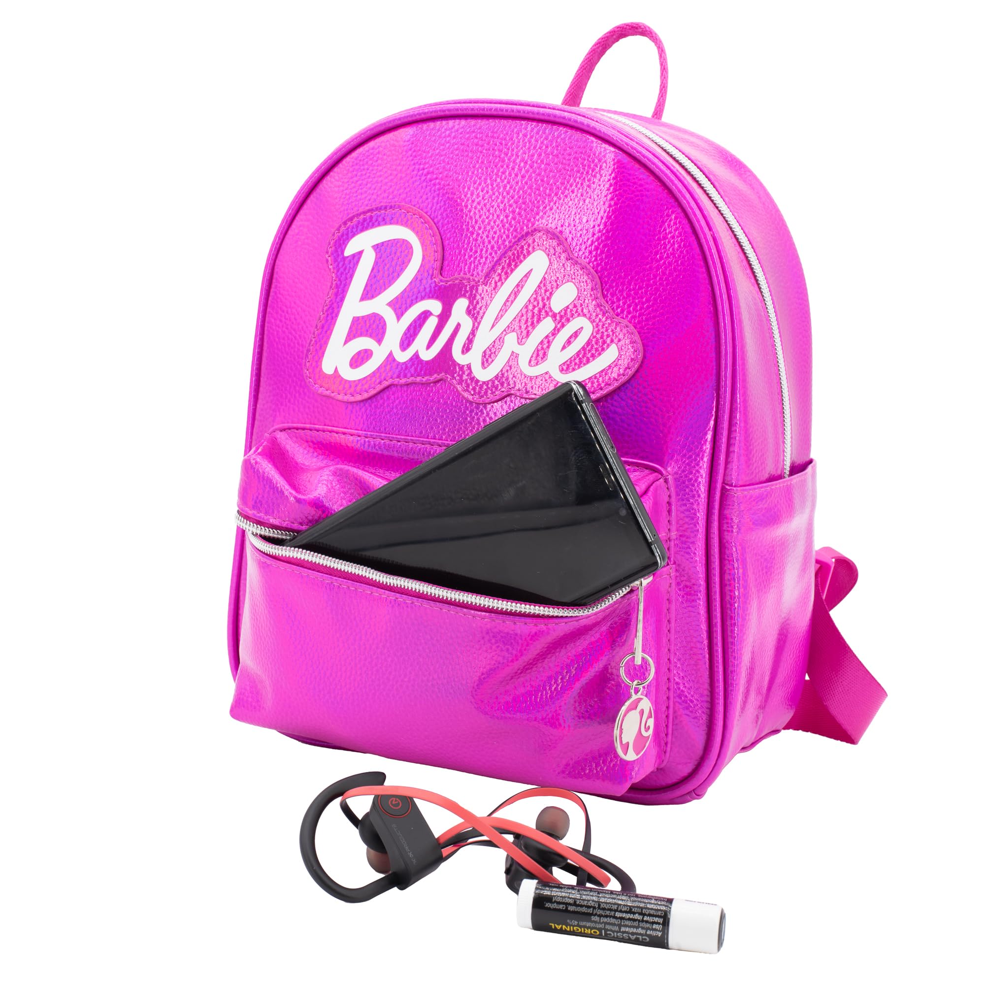 Barbie Vegan Leather Mini Backpack Purse - 10.5 Inch Pink Cosplay Handbag for Women & Girls | Perfect for Halloween Costumes, Movie Premieres & Barbie Themed Parties