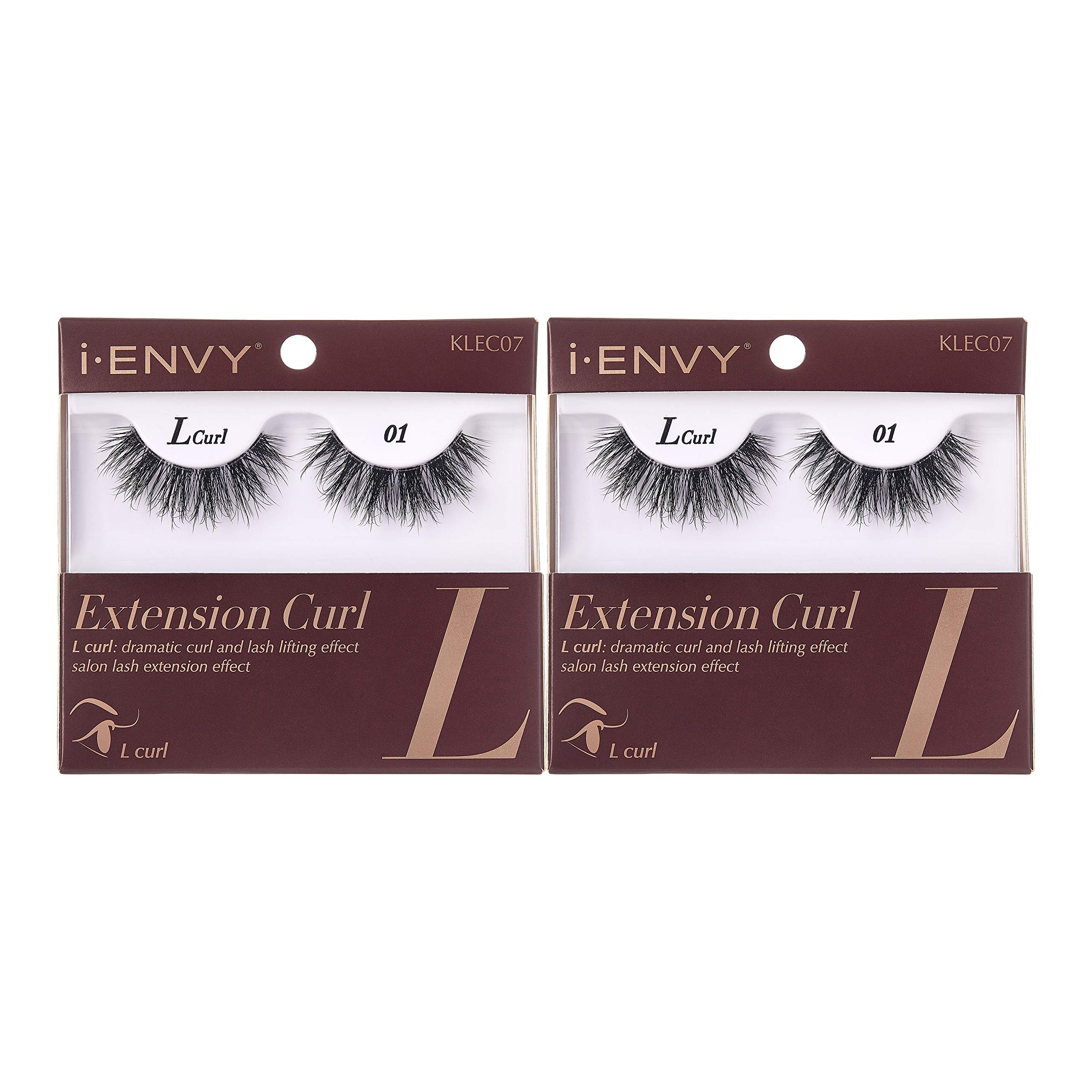 i-Envy 2 Pairs False Eyelashes - L Curl Natural Lashes for Salon Lash Extension Effect | Perfect for Daily Wear, Special Occasions & Professional Makeup Looks