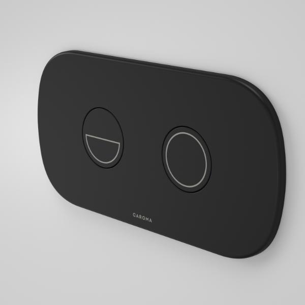 Caroma Contura II Invisi Series II Round DC Dual Flush Button Panel - Black | Modern Bathroom Toilet Flush System for Water Conservation & Sleek Design