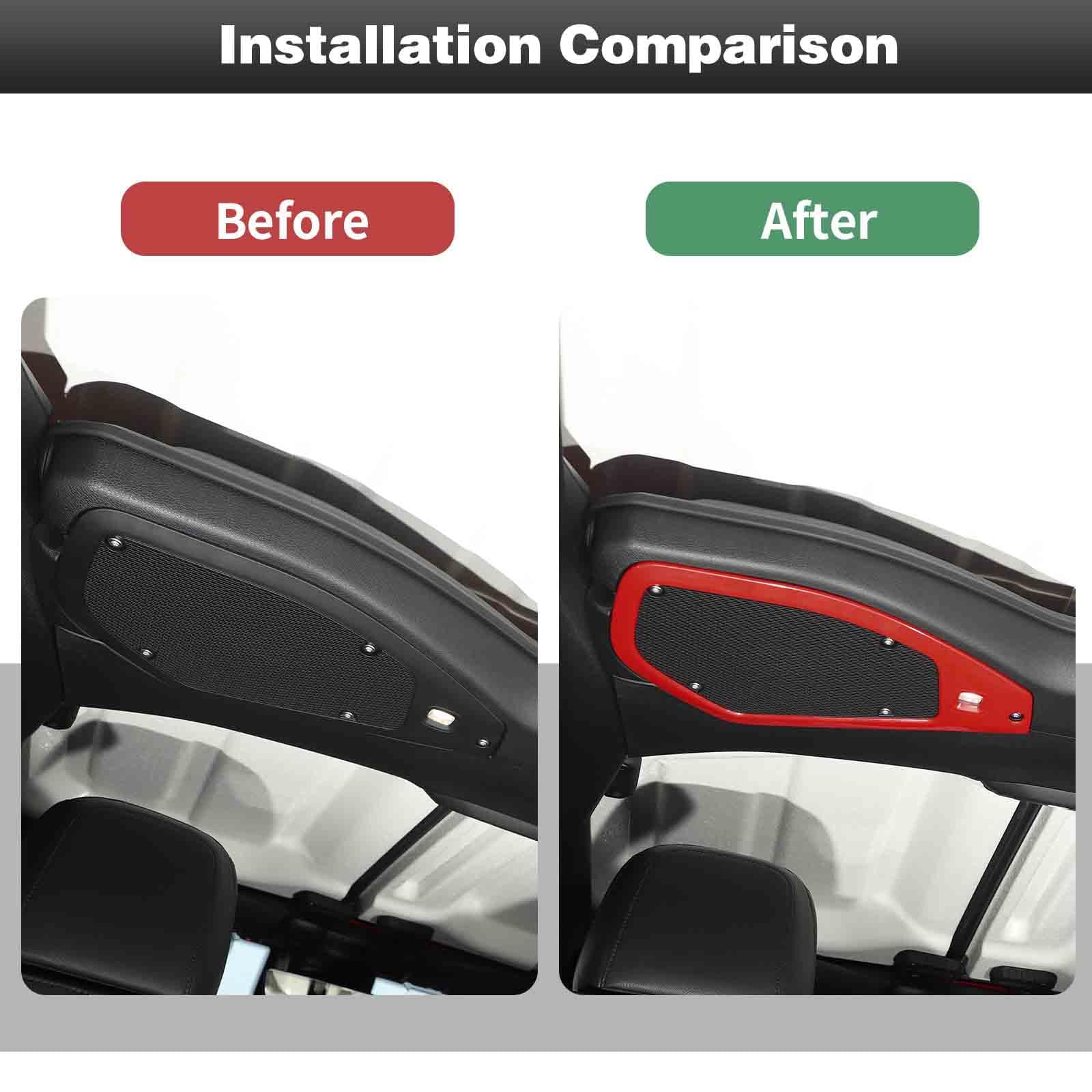 CheroCar Red Roof Speaker Cover Trim Interior Accessories Compatible with Jeep Wrangler JL JLU & Gladiator JT 2024+ Models - Waterproof & UV Resistant for Off-Road Adventures & Outdoor Protection