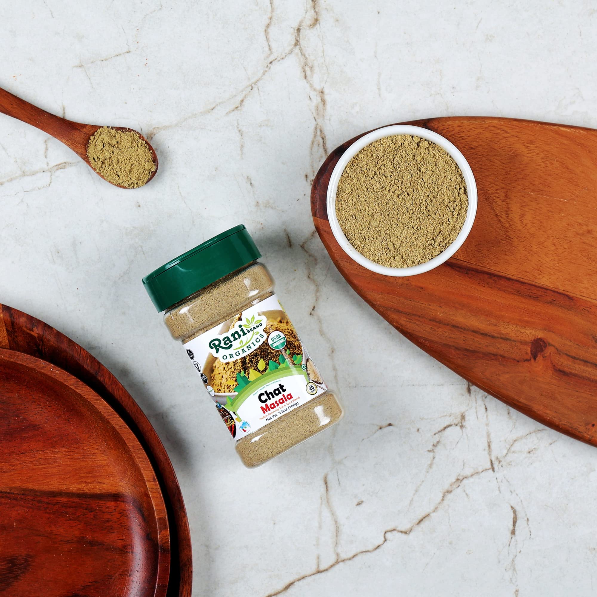 Organic Rani Chat Masala - Authentic Indian 8-Spice Seasoning Blend (3.5oz/100g) | All Natural, Vegan, Gluten-Free, Non-GMO | USDA Certified Organic | Perfect for Chaat, Fruits, Salads & Snacks