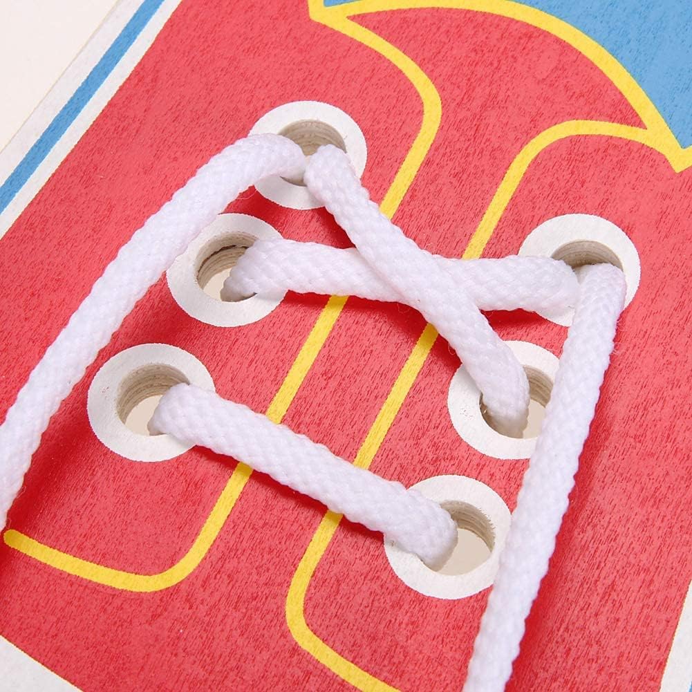 **Calsgkspray 2Pcs Kids Wooden Shoe Lacing Toy – Learn to Tie Shoes, Early Learning & Fine Motor Skills Development – Perfect for Toddlers, Preschoolers & Montessori Education (Red)**    *(Ideal for Home, Classroom, or Travel – Fun & Educational Shoe-Tying Practice for Children!)*