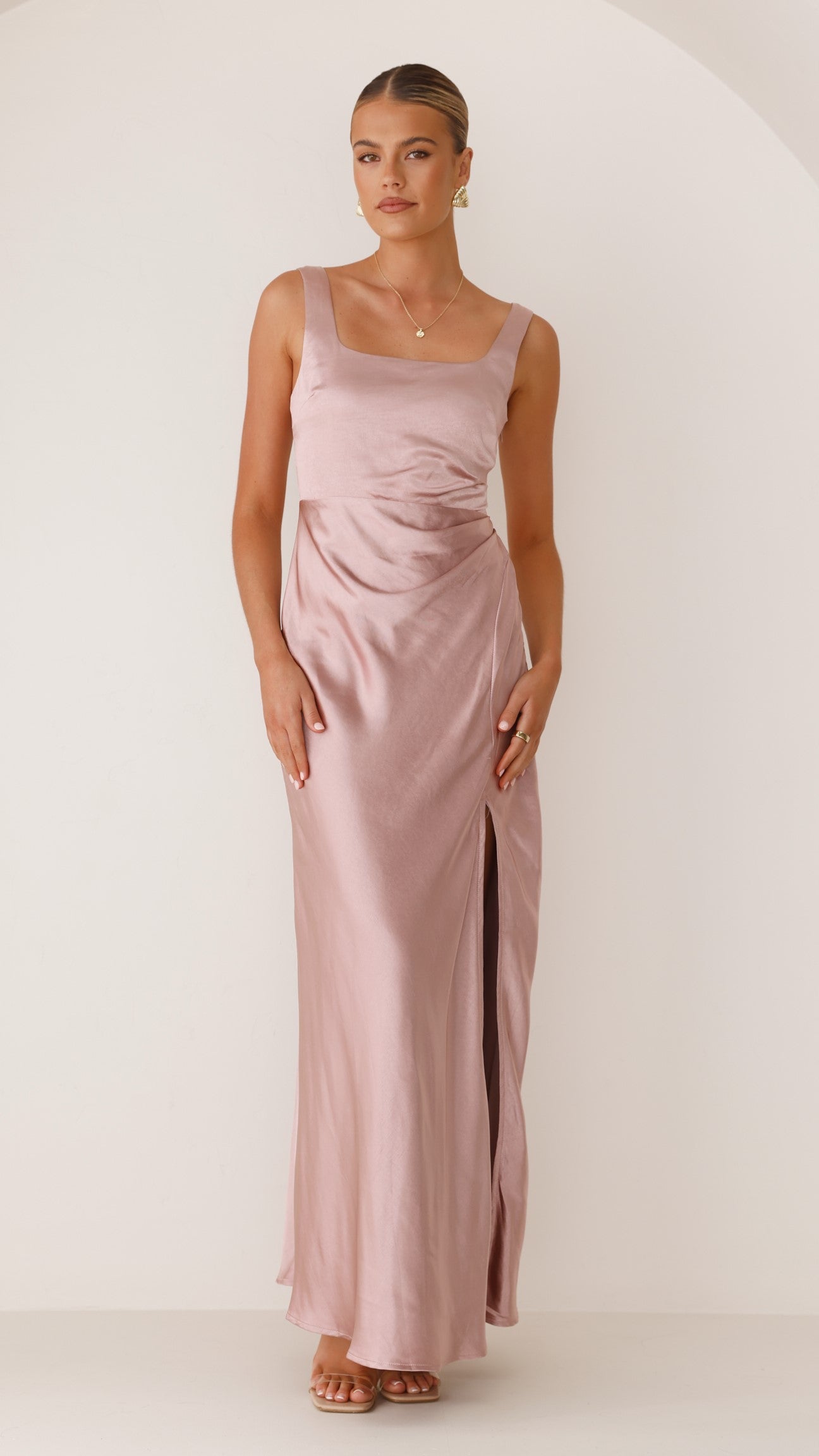 Alaria Maxi Dress for Women - Elegant Dusty Pink Long Flowy Summer Dress for Beach, Vacation & Casual Wear