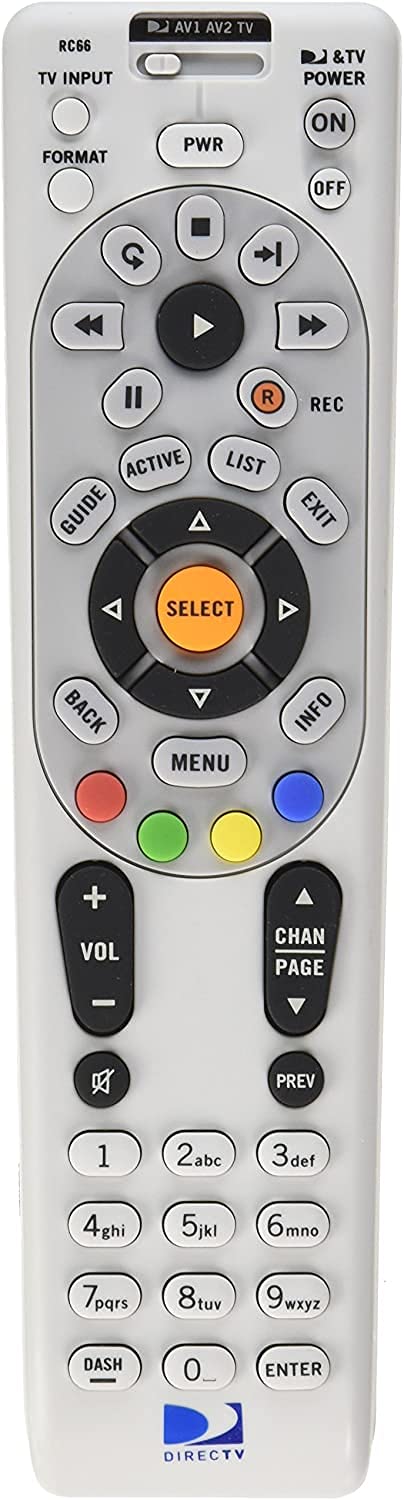 DirecTV Universal Remote Control Replacement for 4 Devices - Compatible with IR RC66 & RC66 Models | Perfect for TV, Cable Box, DVD Player & Audio System