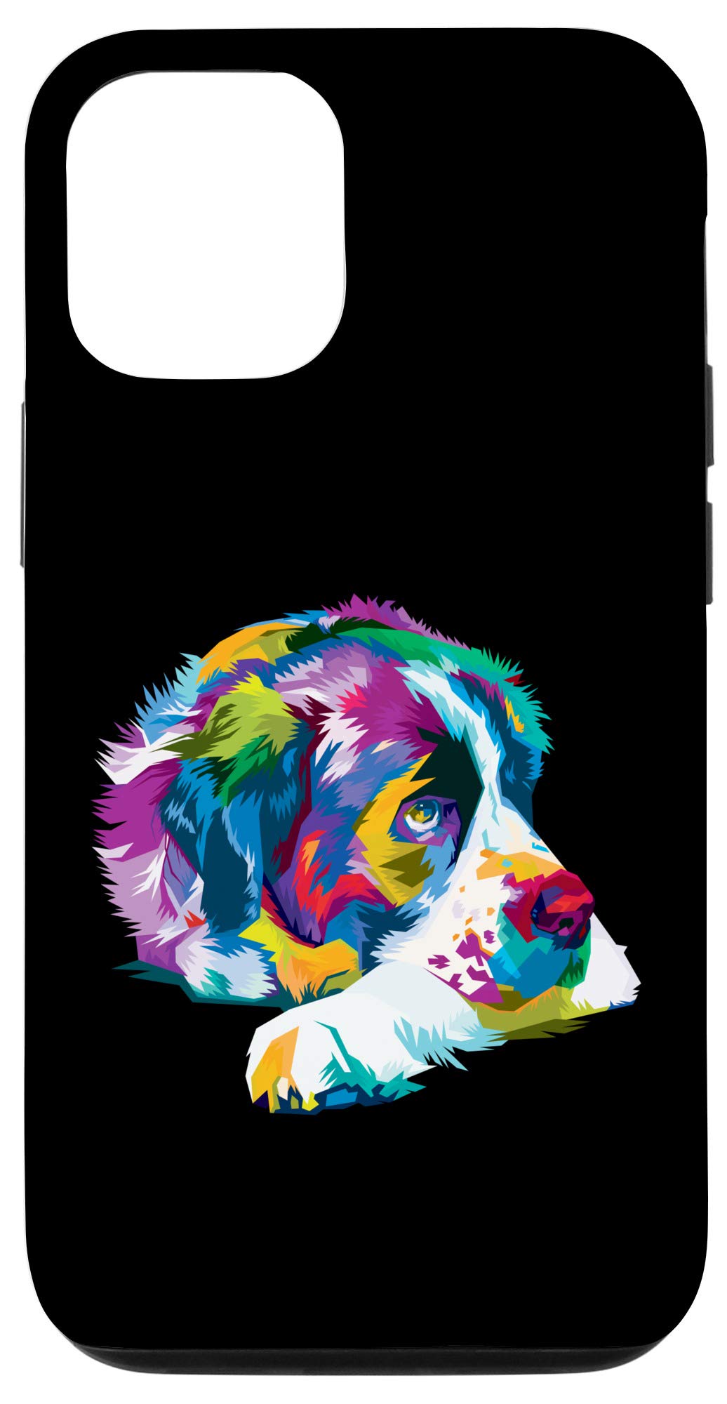 Colorful Saint Bernard Cute Geometric Dog Pop Art iPhone 12/12 Pro Case - Trendy Protective Cover for Everyday Use, Work & Travel