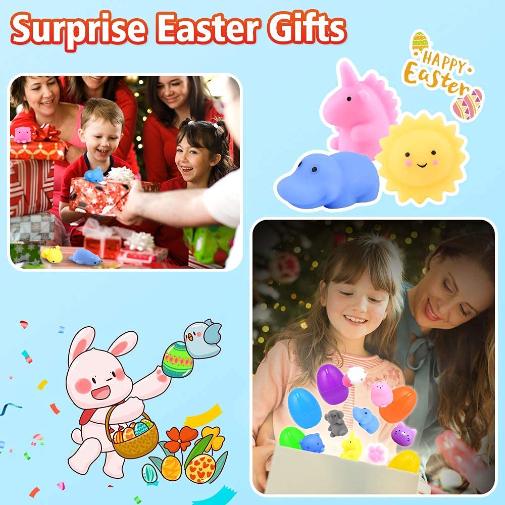 18PCS Cute Kawaii Mochi Squishy Animal Toys - Soft Stress Relief & Anxiety Squeeze Toys for Kids | Perfect for Classroom Prizes, Easter Basket Stuffers, Party Favors & Sensory Play
