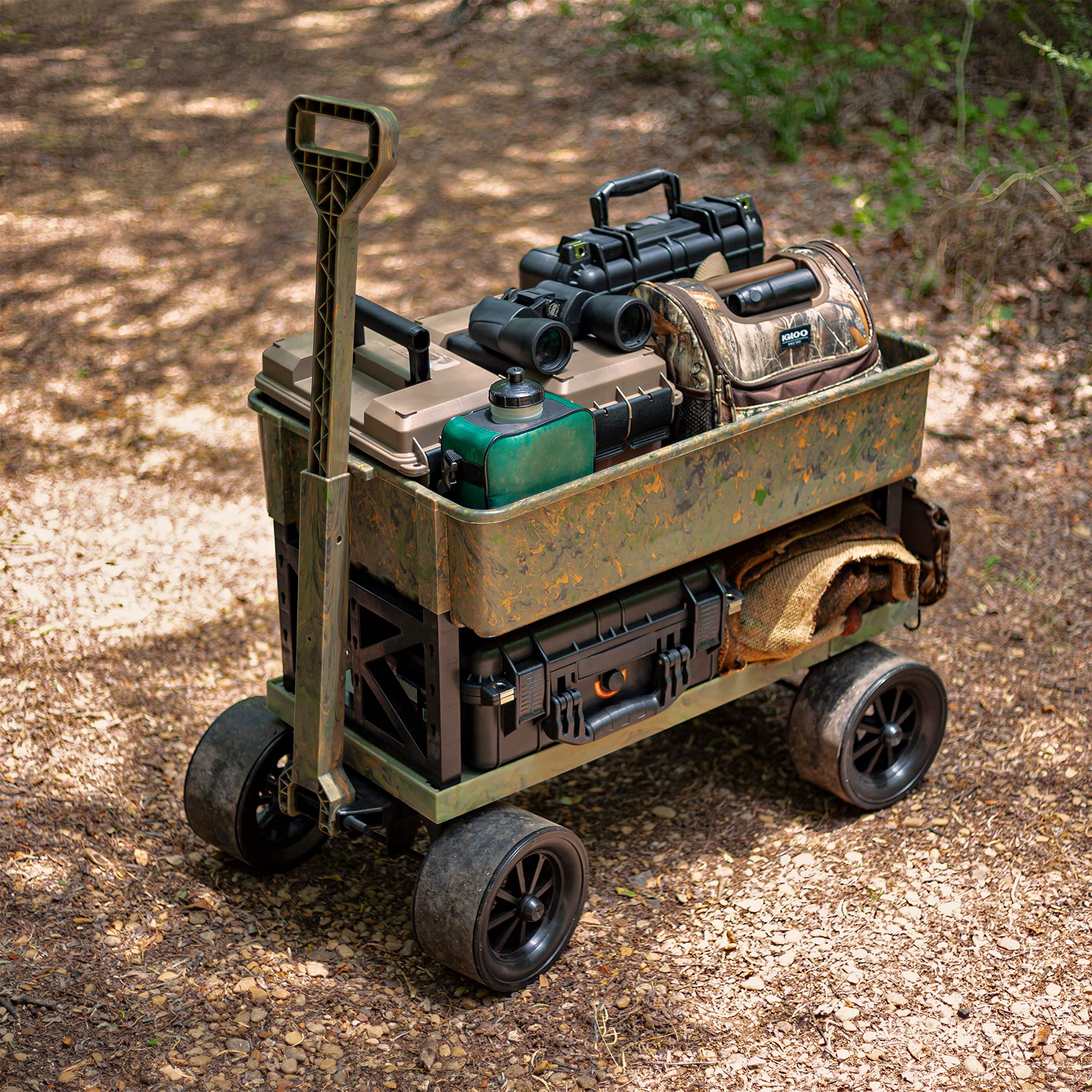 Mighty Max Cart Collapsible Outdoor Utility Wagon - Heavy Duty 250LB Capacity, All-Terrain Wheels with Rod Holders - Perfect for Gardening, Yard Work, Camping, Sports & Outdoor Recreation (Camo Design)