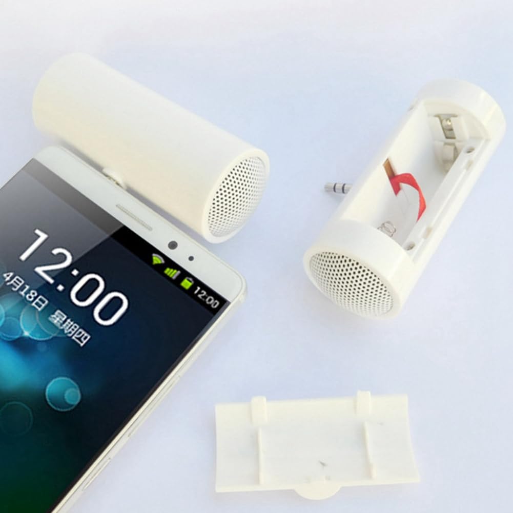 Marran Mini Speaker - Portable 3.5mm Plug & Play Amplified Speaker for iPhone, Android, Laptop, Tablet - Perfect for Travel, Office, Home Use (White)