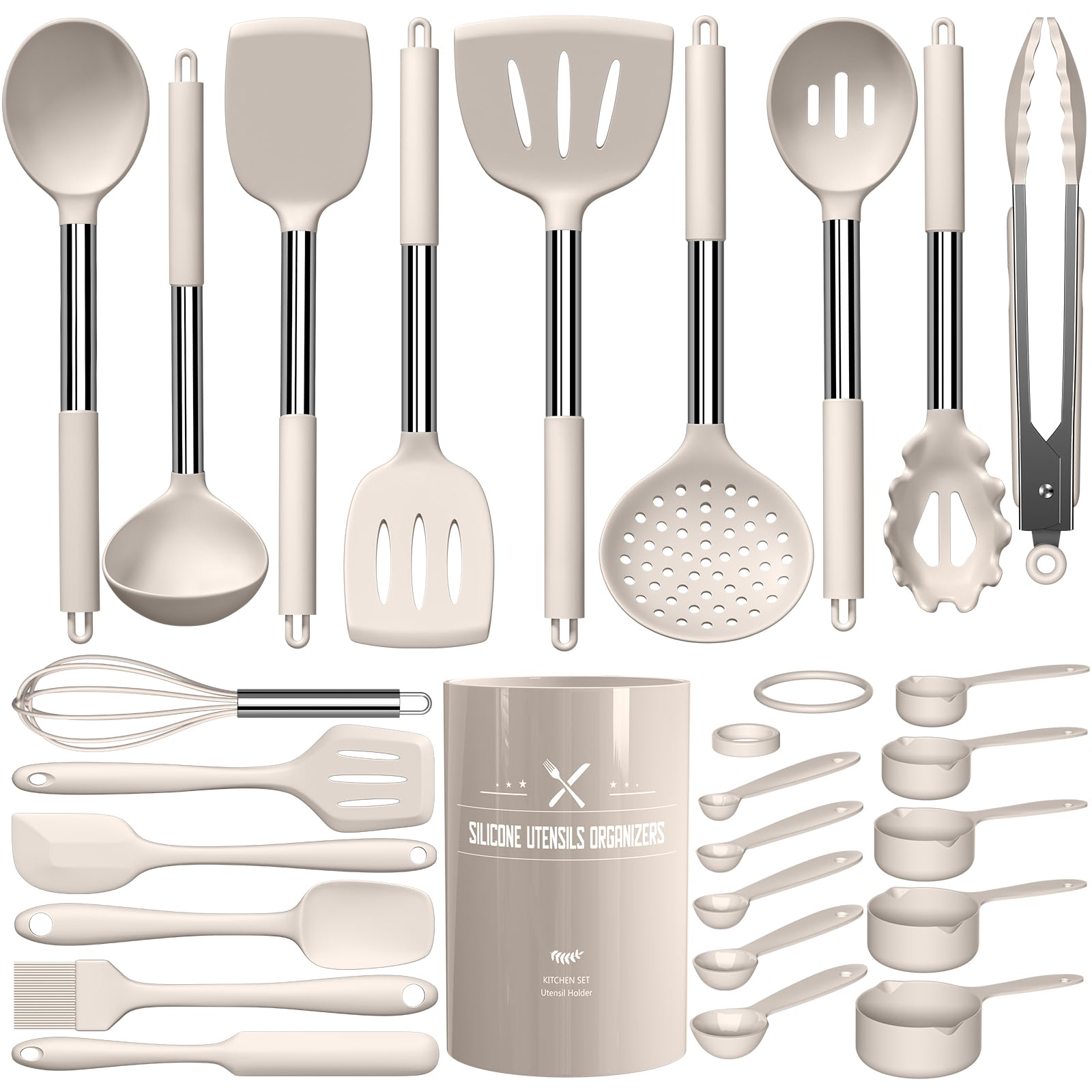Umite Chef 12-Piece Silicone Kitchen Utensils Set - Heat Resistant Cooking Tools with Stainless Steel Handles (Spatula, Spoon, Turner) - Safe for Nonstick Cookware & Dishwasher - Perfect for Baking, Frying & Everyday Cooking