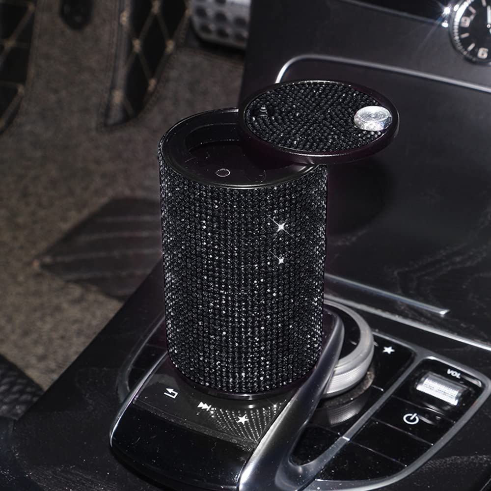 Diamond Car Ashtray with Lid - Bling Cigarette Holder for Car, Home & Office | Hot-Drilling Ash Tray Accessory - Perfect Gift for Women (Car Decor, Smoking Accessories, Luxury Car Organizer)