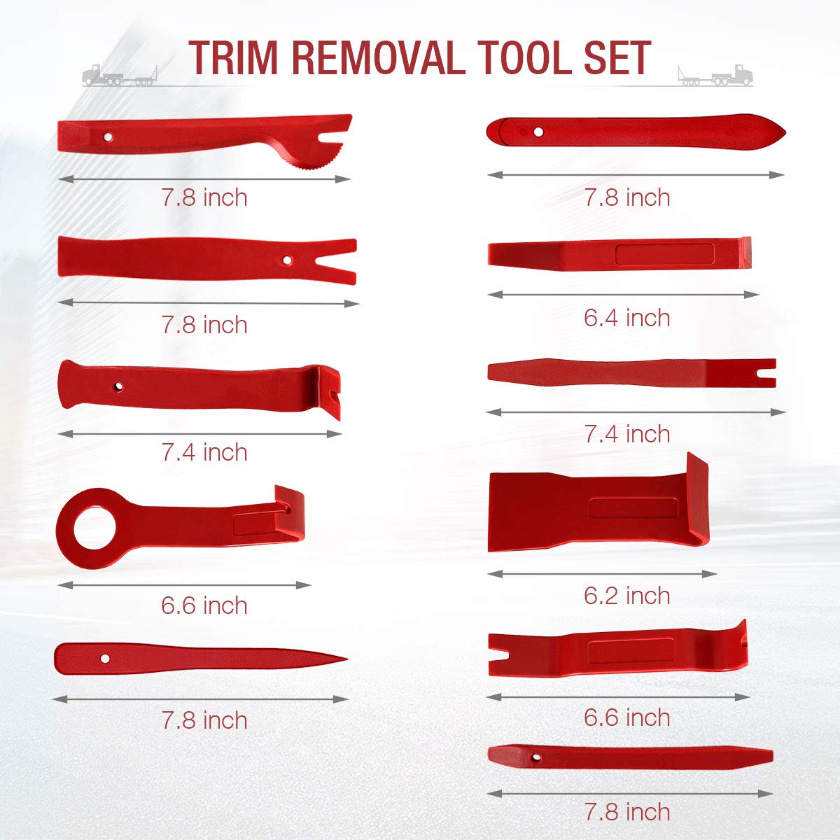 BYNIIUR Automotive Trim Removal Tool Kit - Fastener Remover, Plastic Pry Tools for Car Door Panels & Radio Clips - Red | Professional Auto Interior Repair & DIY Installation Accessories
