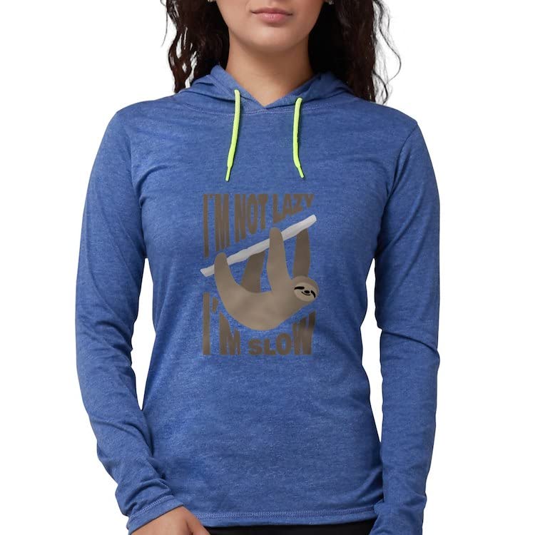 Funny Women's Hooded Hoodie T-Shirt - 'I'm Not Lazy I'm Slow' Slogan Sweatshirt | Comfortable Lounge Wear for Relaxing at Home, Casual Outings & Gifts