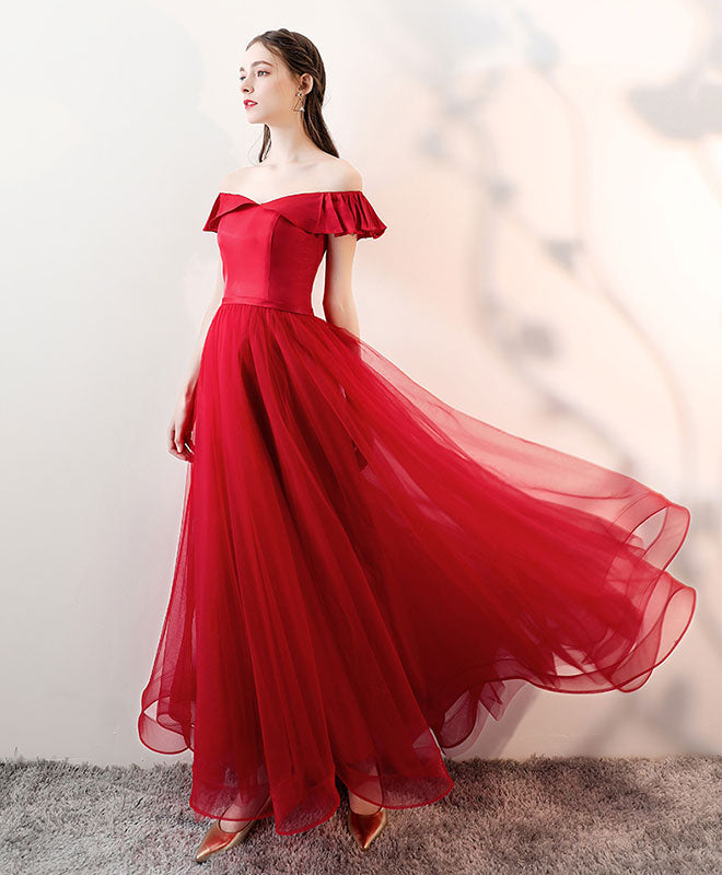 Elegant Burgundy Tulle Long Prom Dress | Formal Evening Gown for Women | Perfect for Homecoming, Prom Night & Special Occasions
