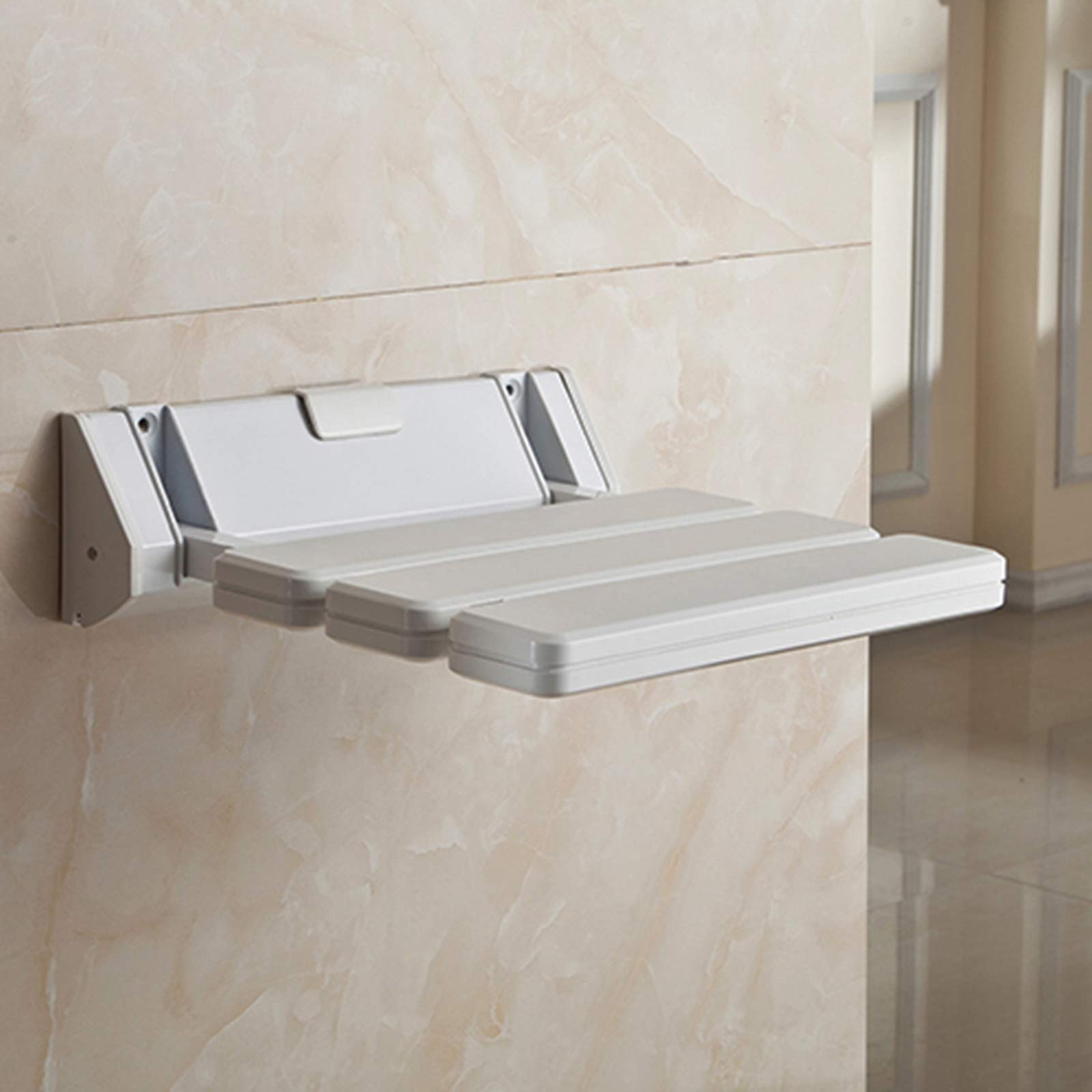 Foldable Wall-Mounted Shower Seat Chair - Adjustable Drop-Leaf Bathroom Stool for Elderly & Disabled - Non-Slip Bath Bench for Home, Sauna & Mobility Assistance (Ideal for Small Spaces & Safety Needs)