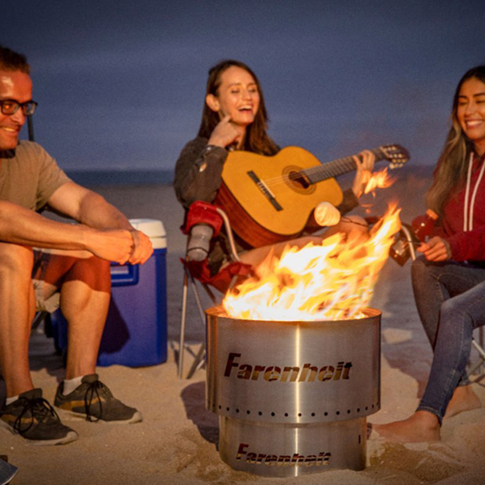 Fahrenheit Flare 13.5 Inch Smokeless Fire Pit - Silver Outdoor Fire Pit for Backyard, Patio, Camping & Beach - Portable & Efficient Design for Year-Round Use