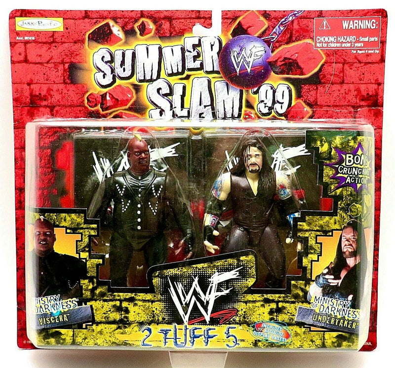 Vintage 1999 WWF Jakks Pacific 2 Tuff 5 Ministry of Darkness Action Figures - Viscera & Undertaker Collectible Wrestling Toys for Display & Play