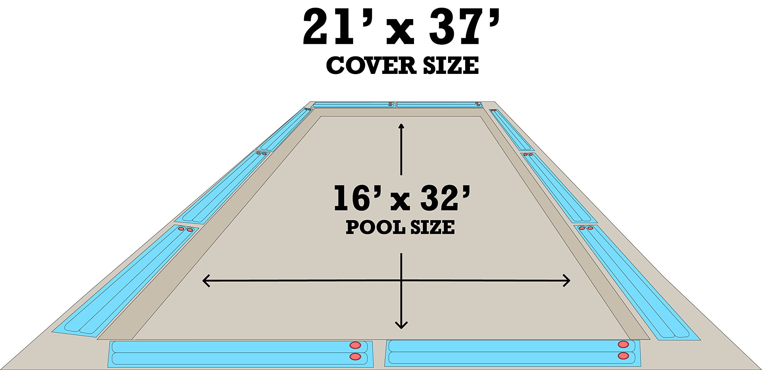 16'x32' HPI ARMORKOTE Heavy Duty Rectangle In-Ground Swimming Pool Winter Cover - 20 Year Warranty - Durable Protection for Cold Weather - Perfect for Backyard, Residential & Commercial Use