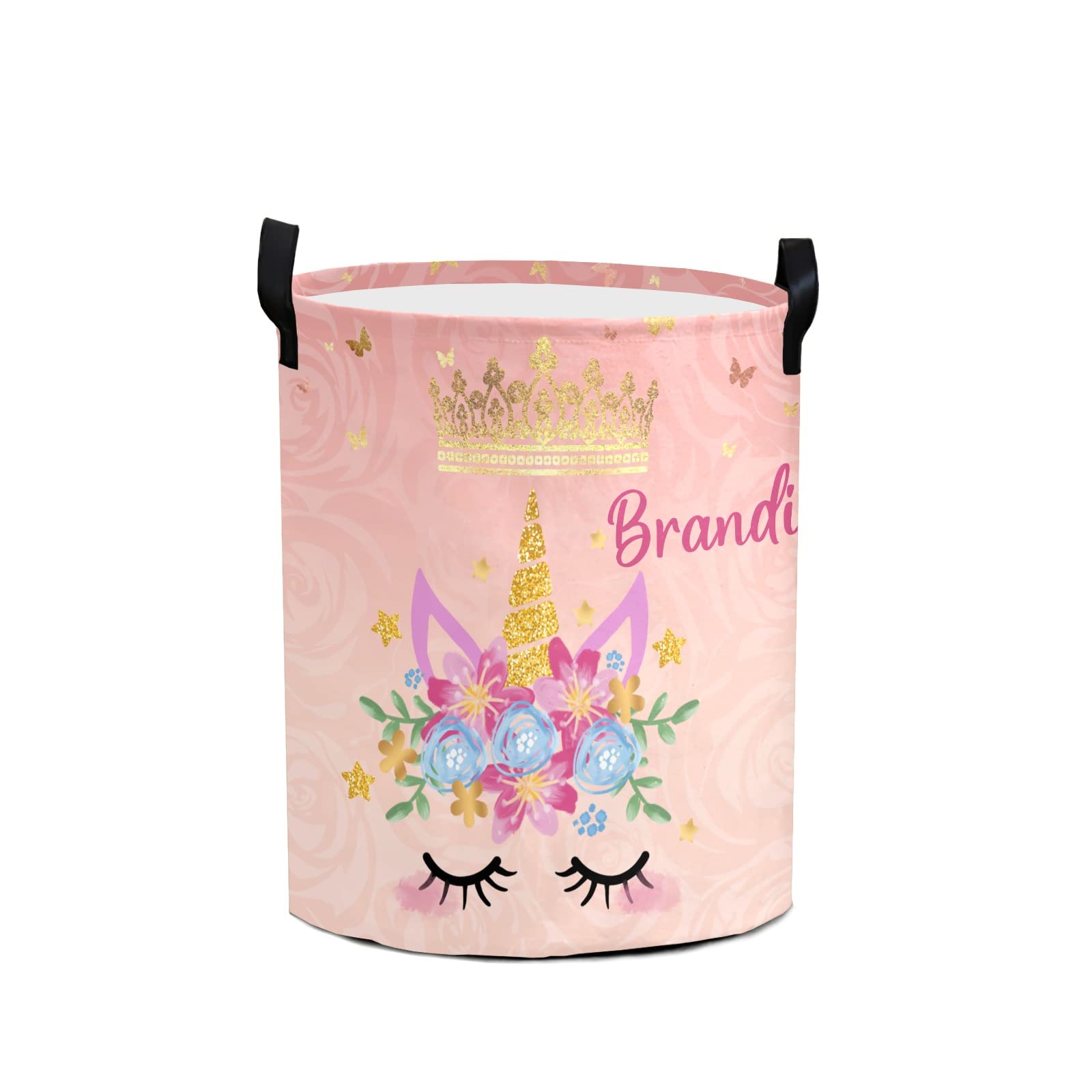 Custom Personalized Unicorn Pink Laundry Hamper with Handle - Kids' Name Storage Basket for Clothes & Toys - Perfect for Bedroom, Bathroom, Nursery & Playroom Organization
