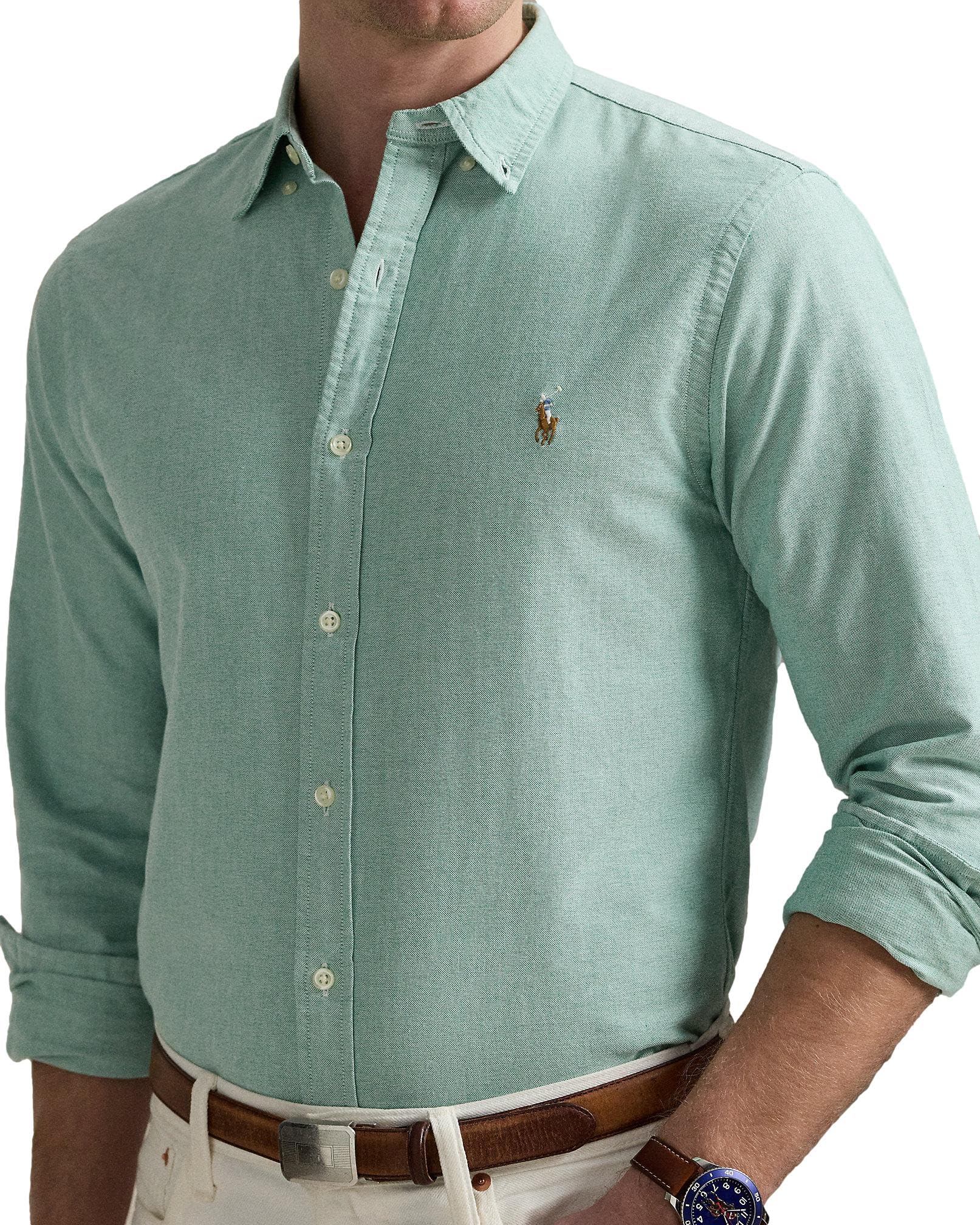 **Polo Ralph Lauren Men's Slim Fit Long Sleeve Oxford Button-Down Shirt for Business Casual & Office Wear**