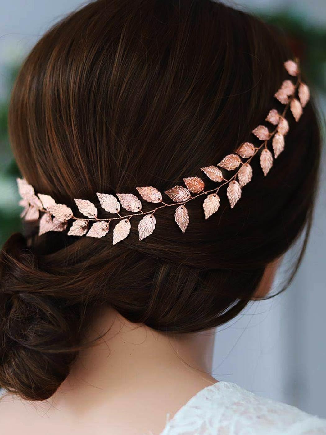 Elegant Silver Leaf Wedding Headband - Boho Bridal Hair Vine Accessory for Women in Rose Gold | Perfect for Bridal Showers, Beach Weddings & Boho-Chic Styling