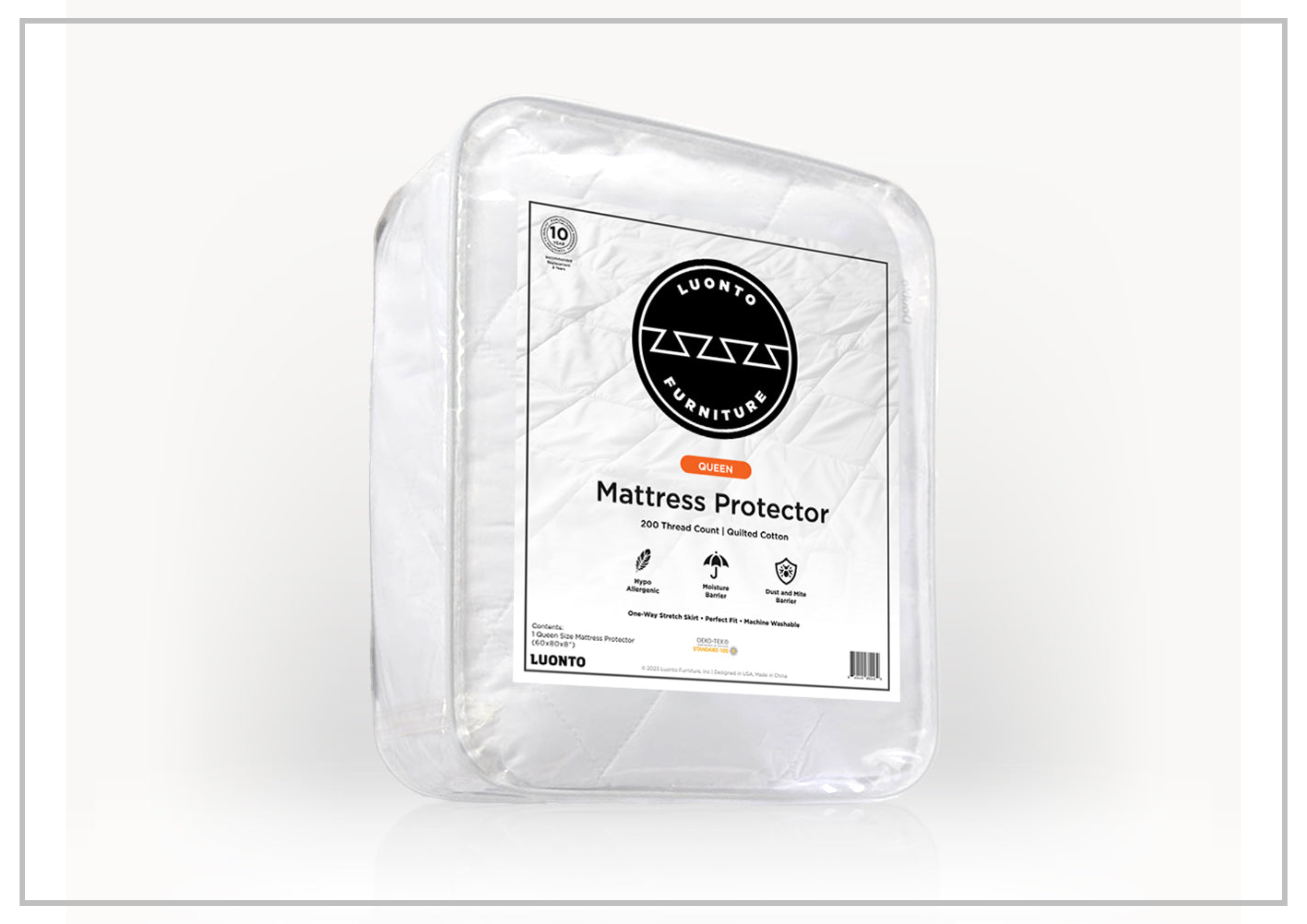 Luonto Waterproof Mattress Protector - Queen Size, Hypoallergenic, Breathable, Fitted Sheet Style - Perfect for Bedwetting, Allergies & Spill Protection