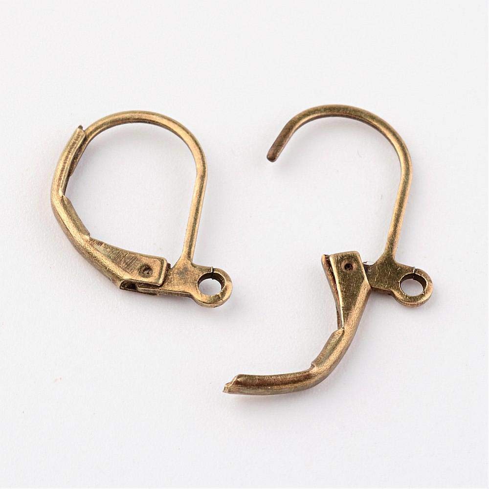 Antique Bronze Solid Brass Leverback Earring Hooks - Nickel Free Jewelry Findings for DIY Earrings (15mm) - Perfect for Handmade Jewelry, Gifts & Crafting