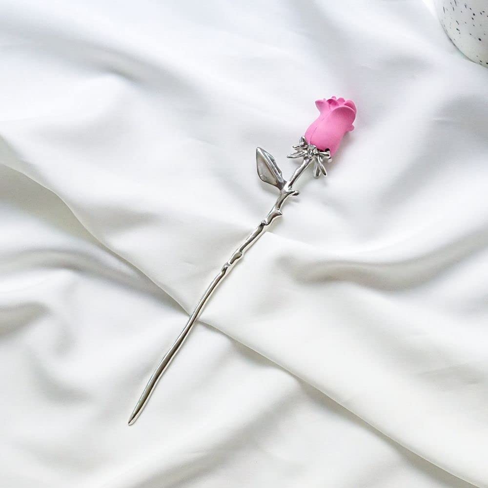 Vintage Rose Hair Stick - Japanese & Chinese Floral Hair Chopsticks, Classic Hanfu Hairpin for Women, Elegant Hair Accessories (Pink) | Perfect for Weddings, Cosplay, and Traditional Asian Fashion