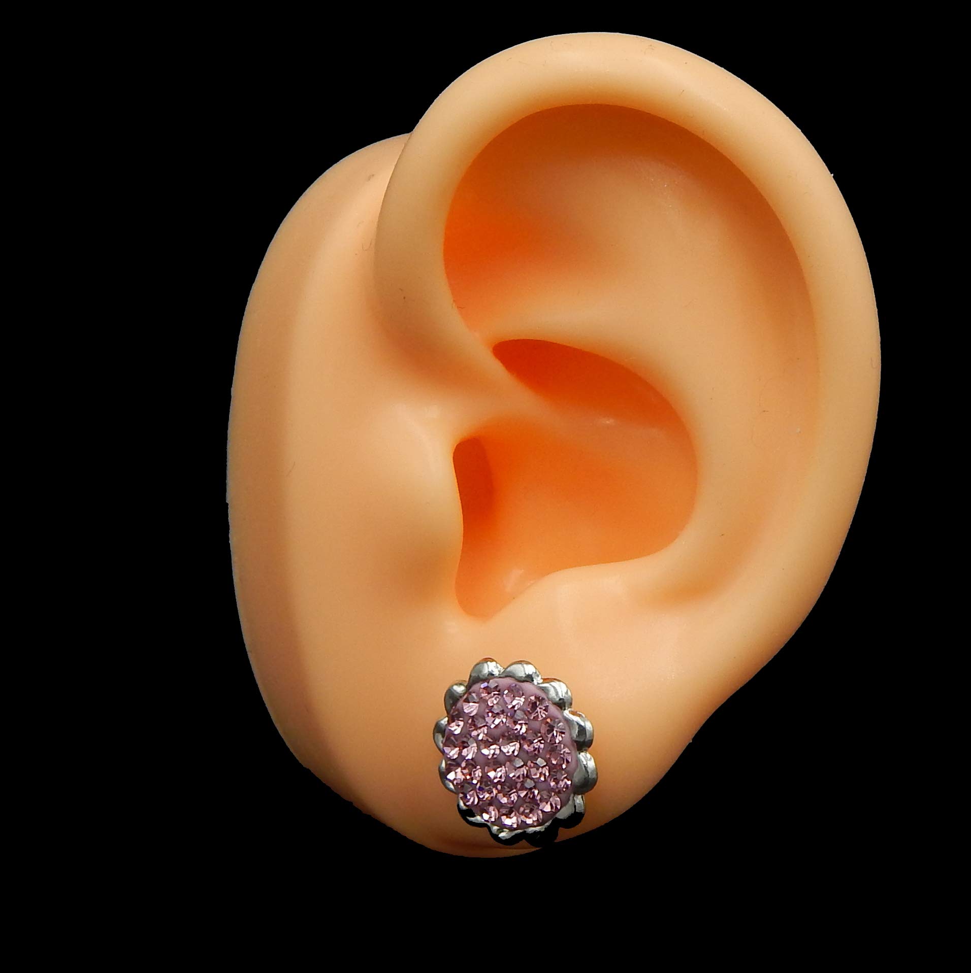 925 Sterling Silver Round Light Rose Crystal Stud Earrings for Women - Hypoallergenic Elegant Jewelry Gift for Birthday, Anniversary & Everyday Wear