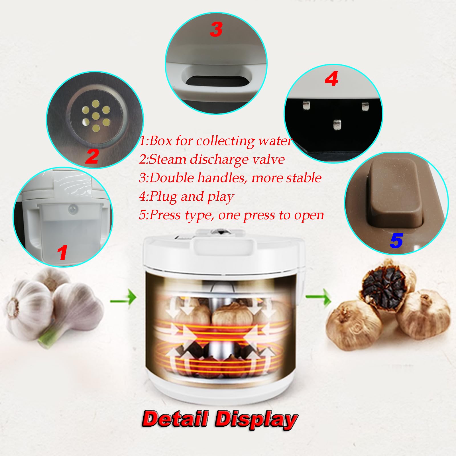 6L Black Garlic Fermenter Machine 110V - Automatic 3D Heating Multi-Clove Garlic Cooker with Black Liner & Smart Control - Perfect for Home Kitchen, Restaurant, and DIY Fermentation Projects
