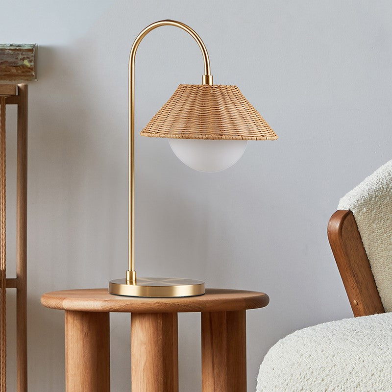 Laguna Rattan Weave Shade Table Lamp - Natural Woven Rattan Bedside Lamp for Bedroom, Living Room & Office - Warm Ambient Lighting Decor