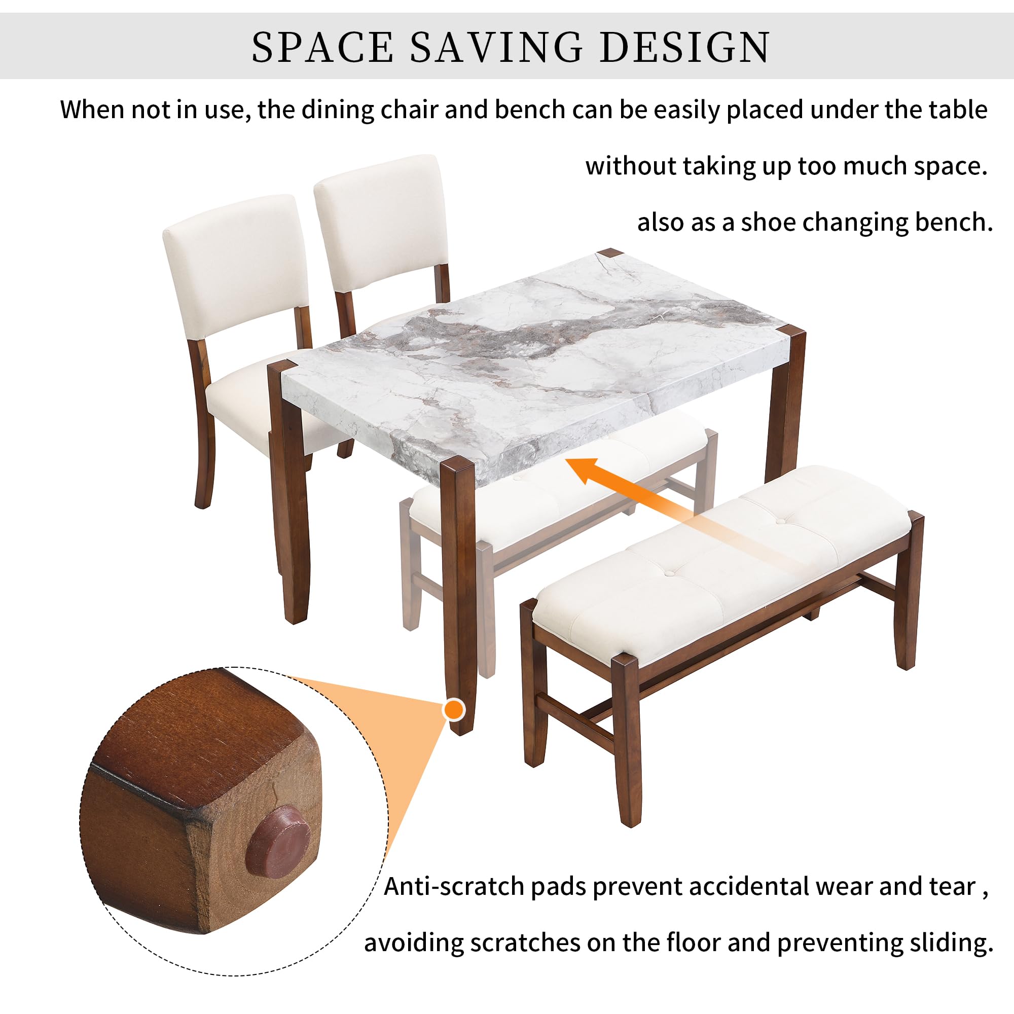 Merax 4-Piece Dining Table Set with 46