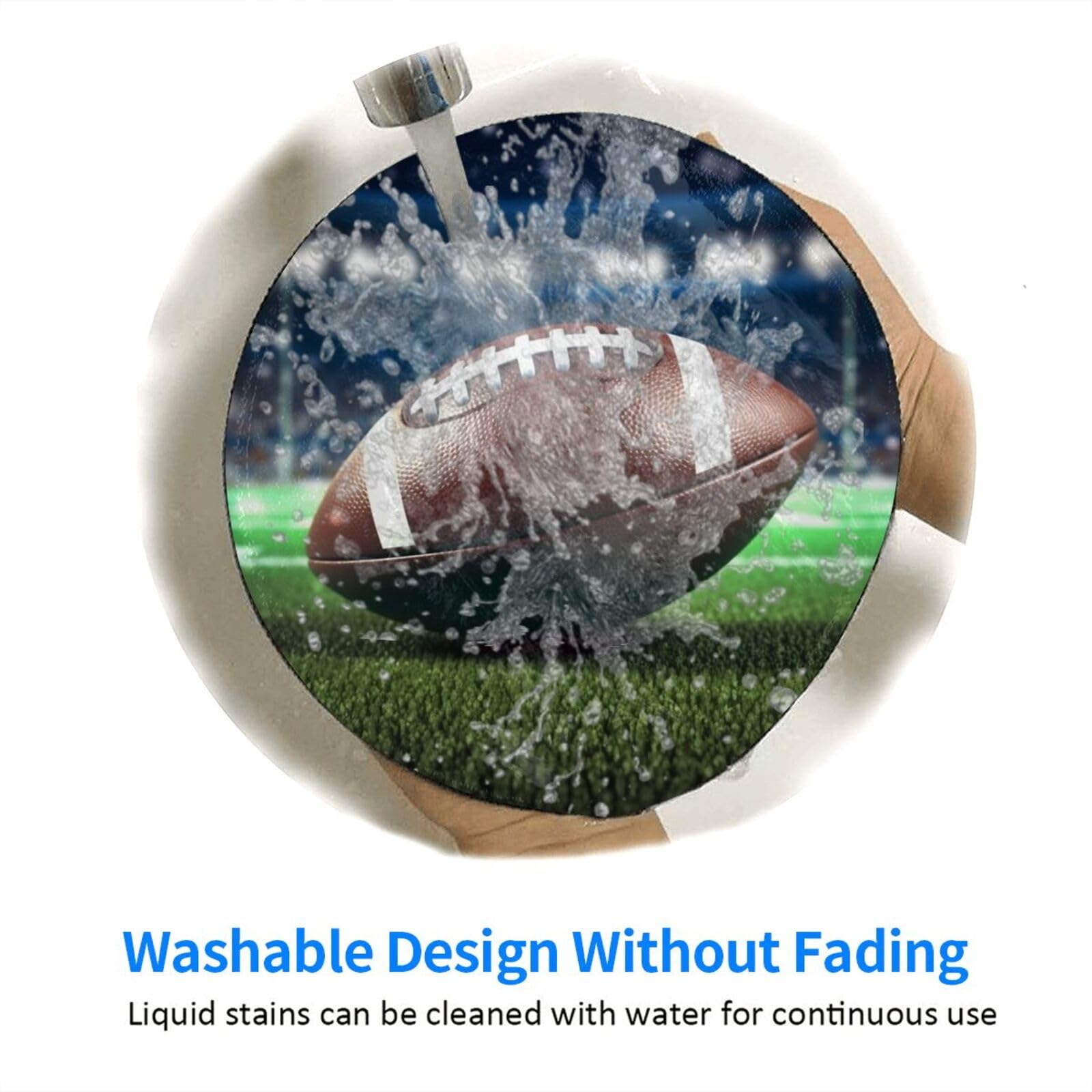 Non-Slip Rubber Base Round Mouse Pad with Stitched Edge - Perfect for Office, Gaming & Wireless Mouse - American Football Design Computer Desk Mat for Work & PC Gaming